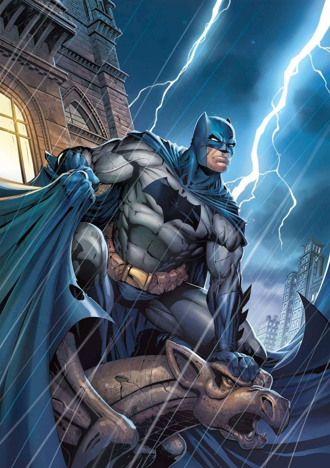 Batman The Dark Knight Returns, gargoyle, stormy skies, HD Phone Wallpaper