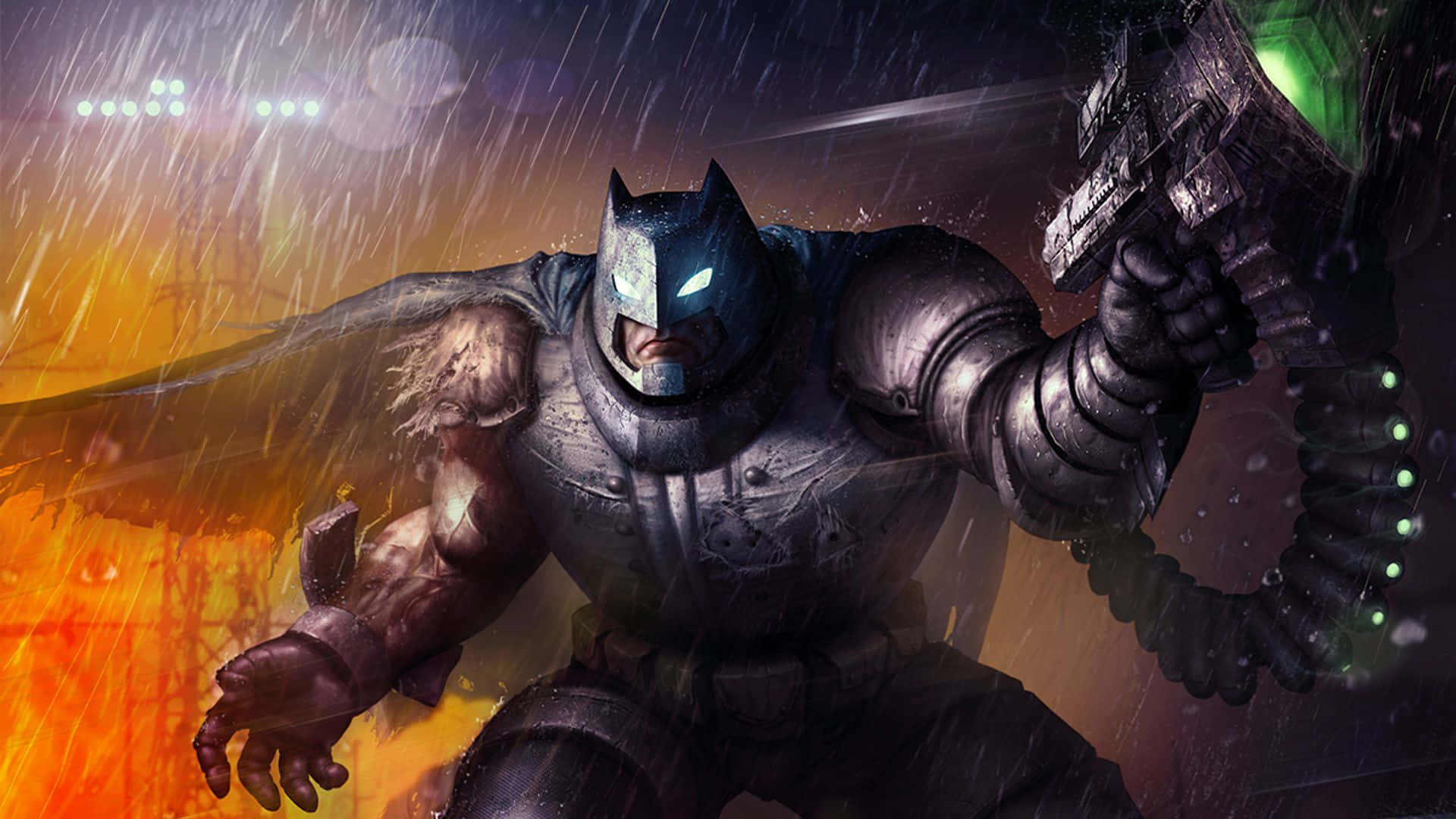 Batman The Dark Knight Returns, armored suit, glowing green weapon, Full HD Desktop Wallpaper
