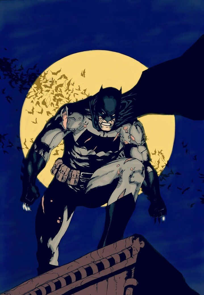 Batman The Dark Knight Returns, full moon, bats, SD Phone Wallpaper