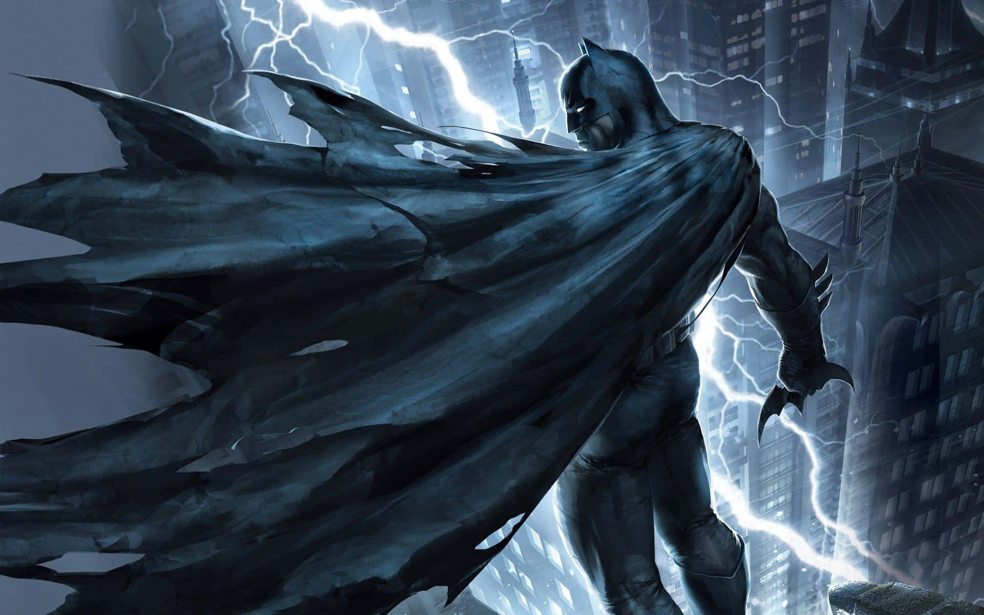 Batman, The Dark Knight Returns, stormy cityscape, Full HD Desktop Wallpaper
