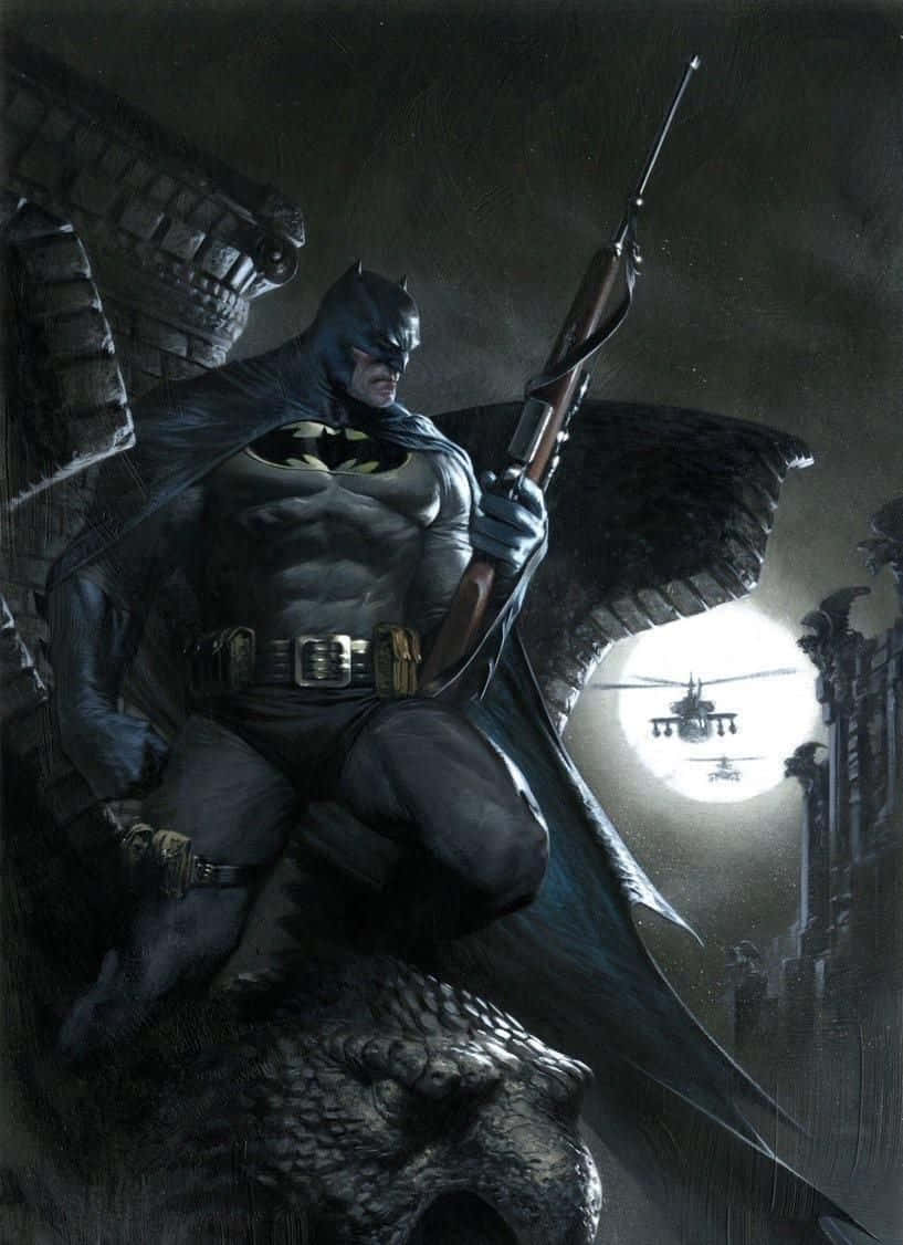 Batman The Dark Knight Returns, Batman, stone ledge, SD Phone Wallpaper