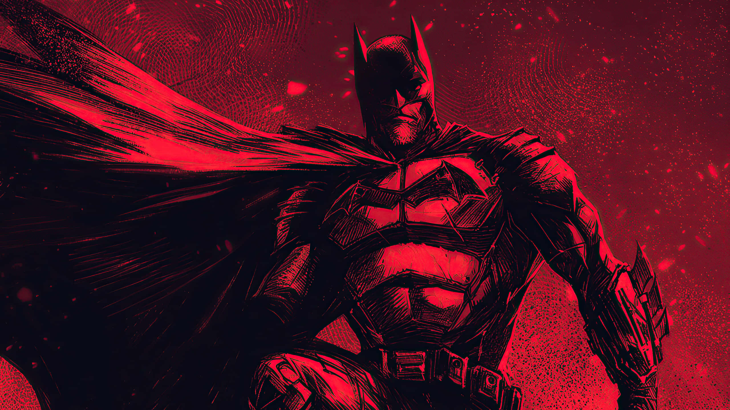 Batman, The Dark Knight Returns, red monochrome, 2K Desktop Wallpaper