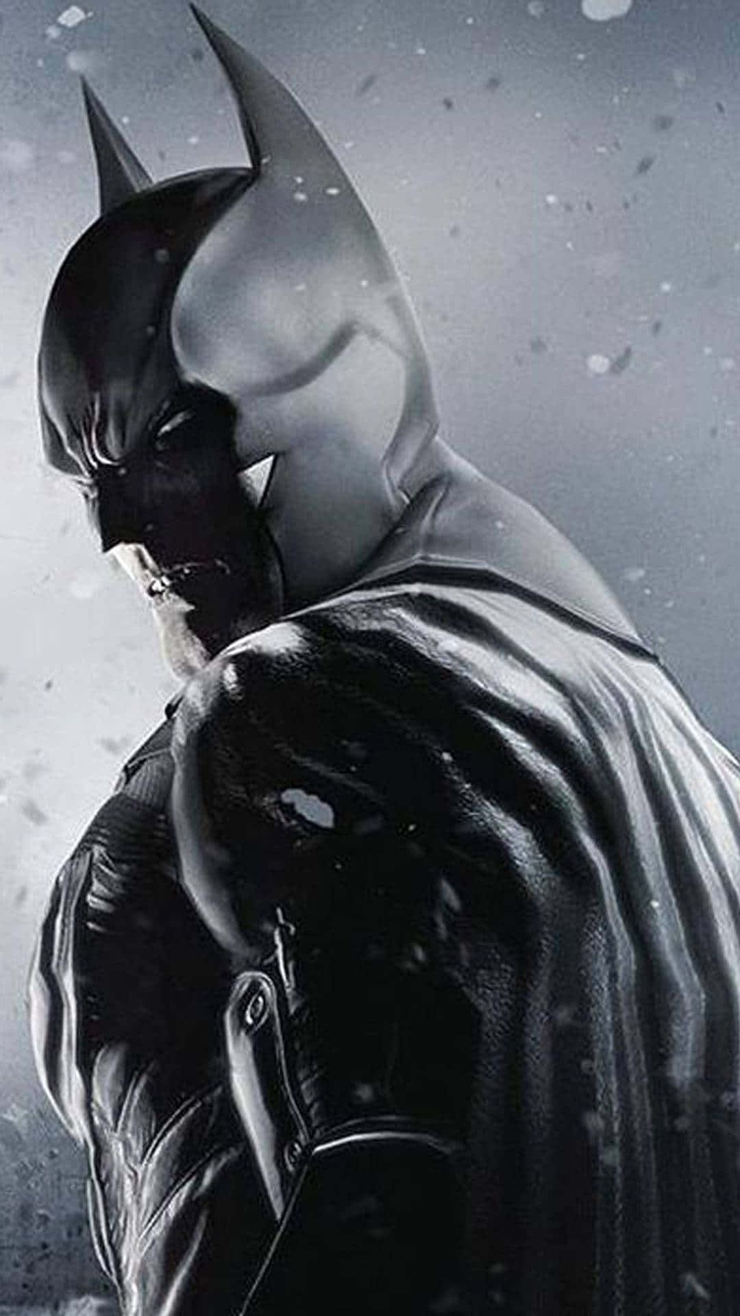 Batman, snowy urban scene, cape billowing, Full HD Phone Wallpaper