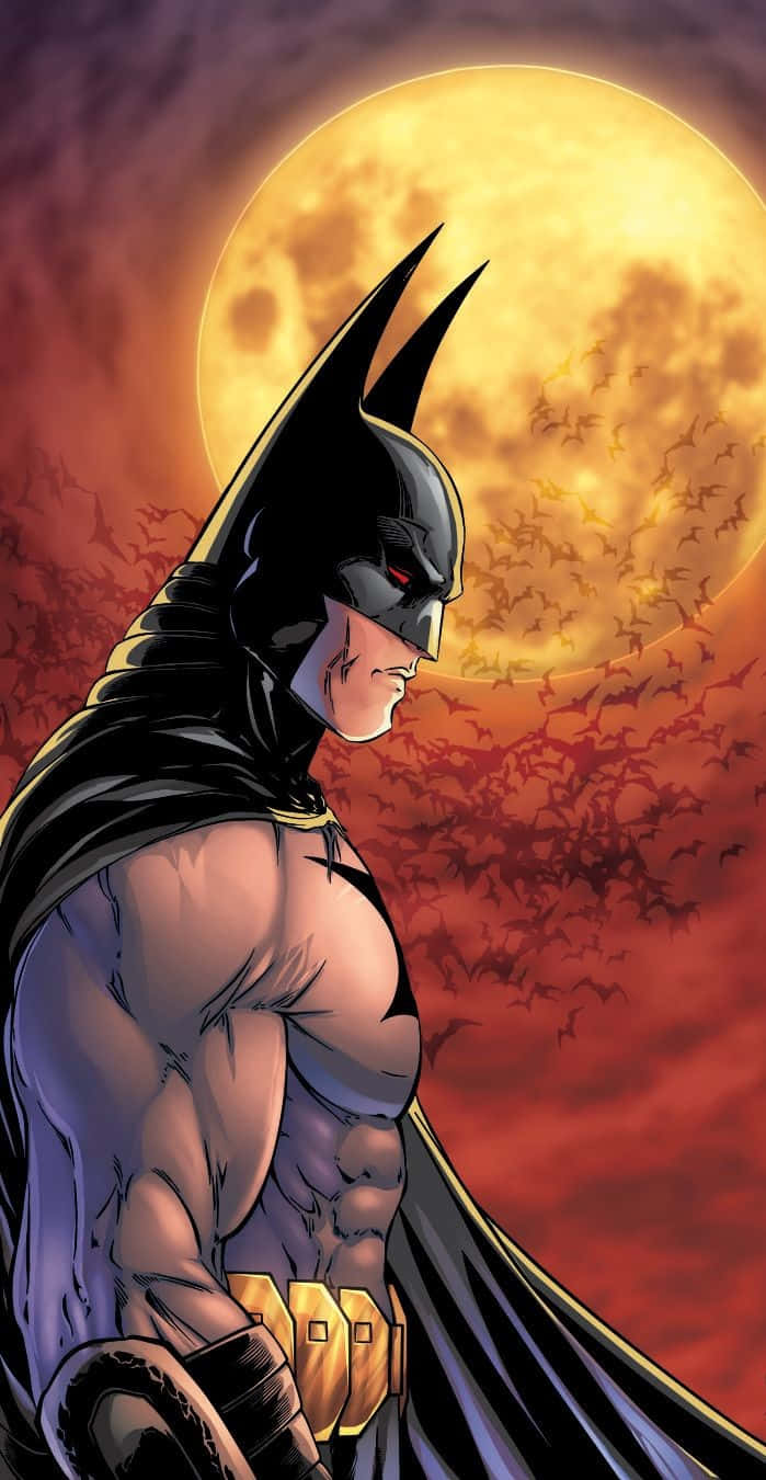 Batman The New 52, giant glowing moon, bats, HD Phone Wallpaper