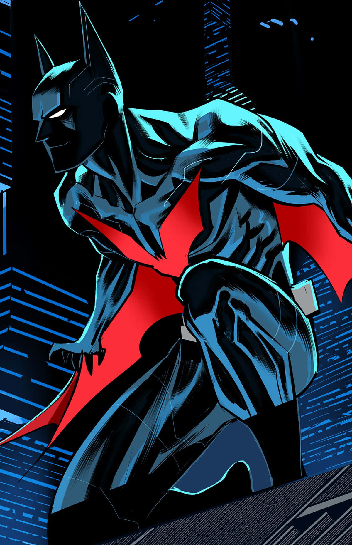 Batman, The New 52, neon blue lights, HD Phone Wallpaper