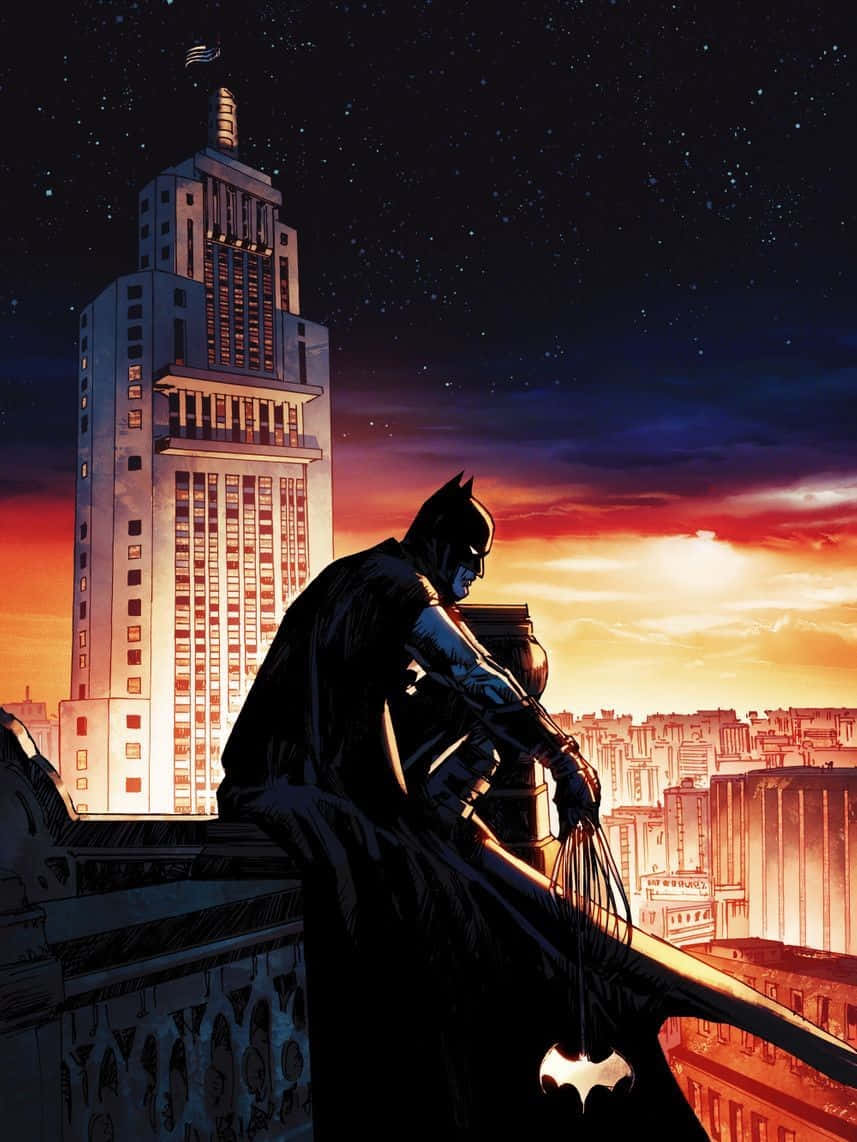 Batman, The New 52, rooftop, SD Phone Wallpaper
