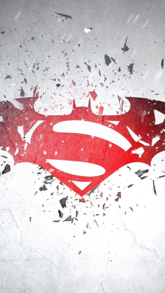 Batman V Superman Dawn Of Justice, red Superman logo, cracked concrete background, SD Phone Wallpaper