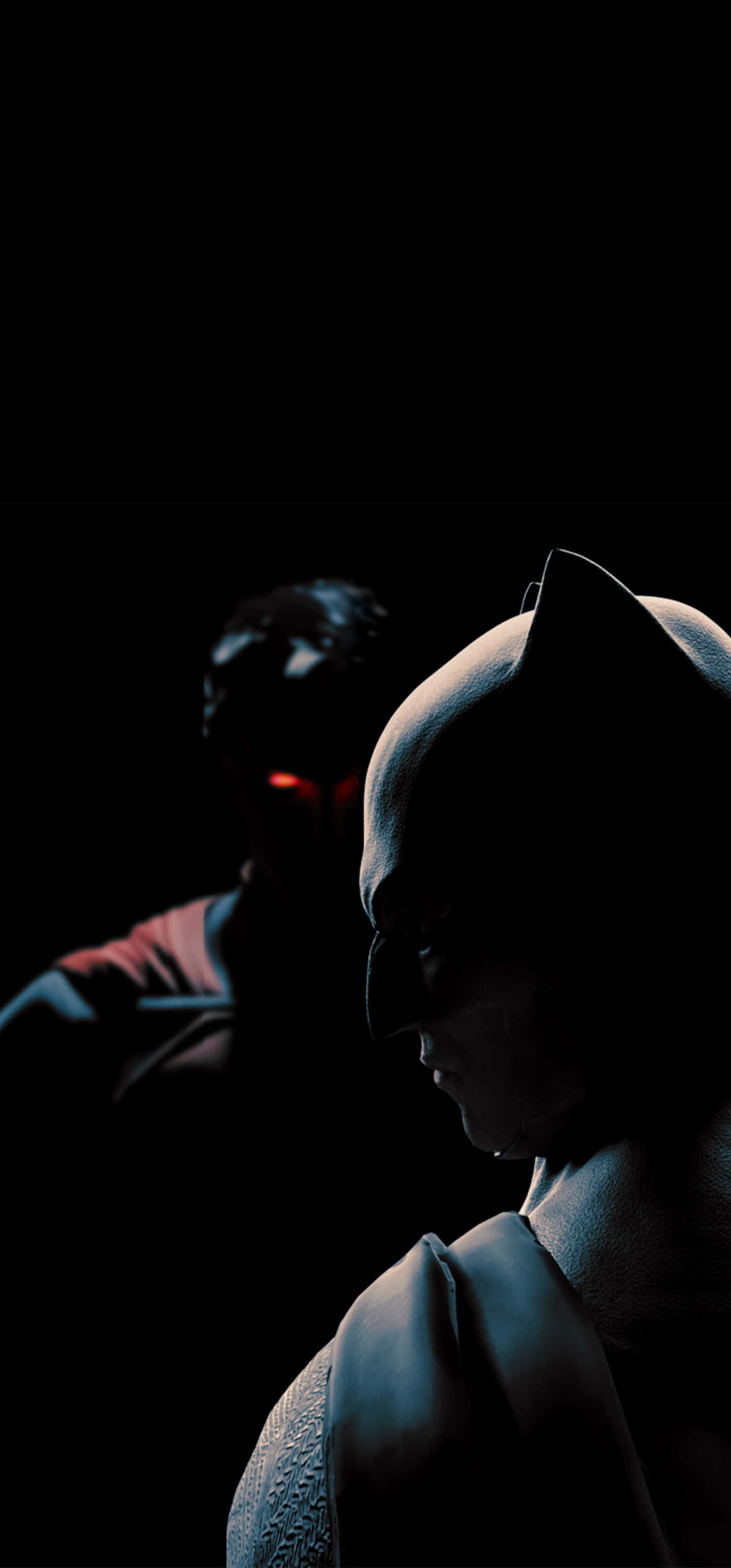 Batman, Superman, glowing red eyes, 2K Phone Wallpaper
