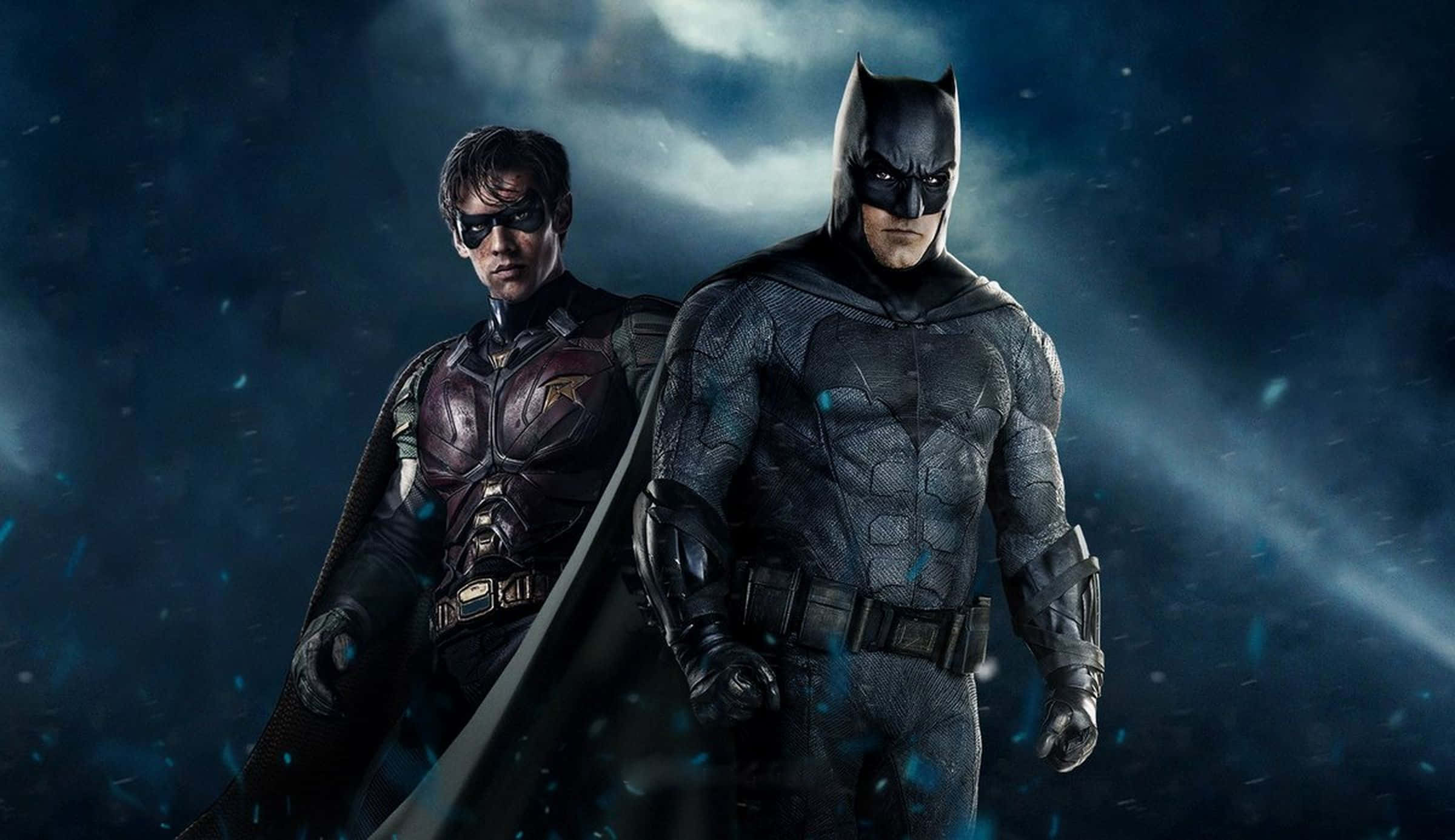 Batman, Robin, dark stormy sky, Full HD Desktop Wallpaper