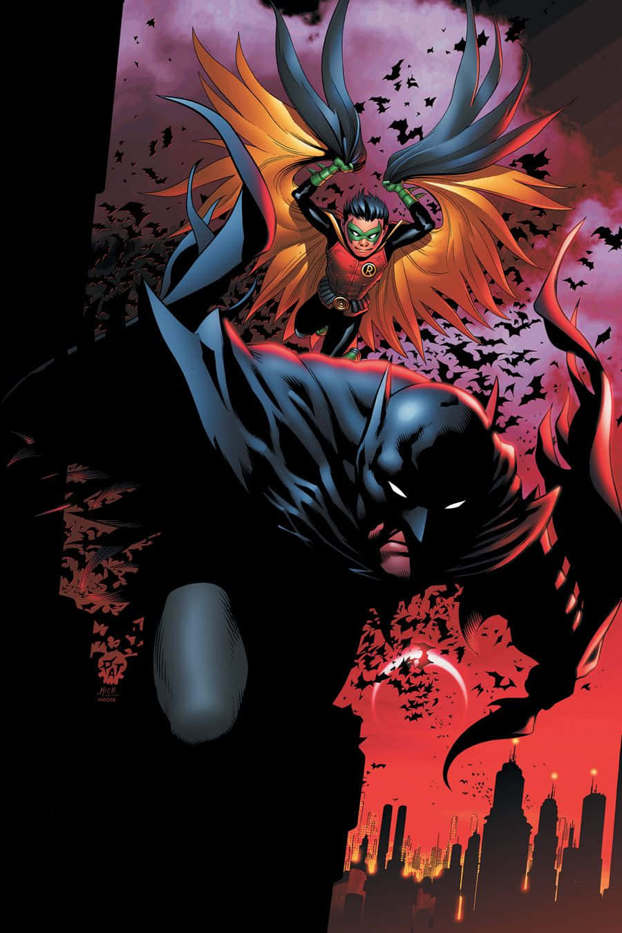 Batman, Robin, twilight sky, HD Phone Wallpaper