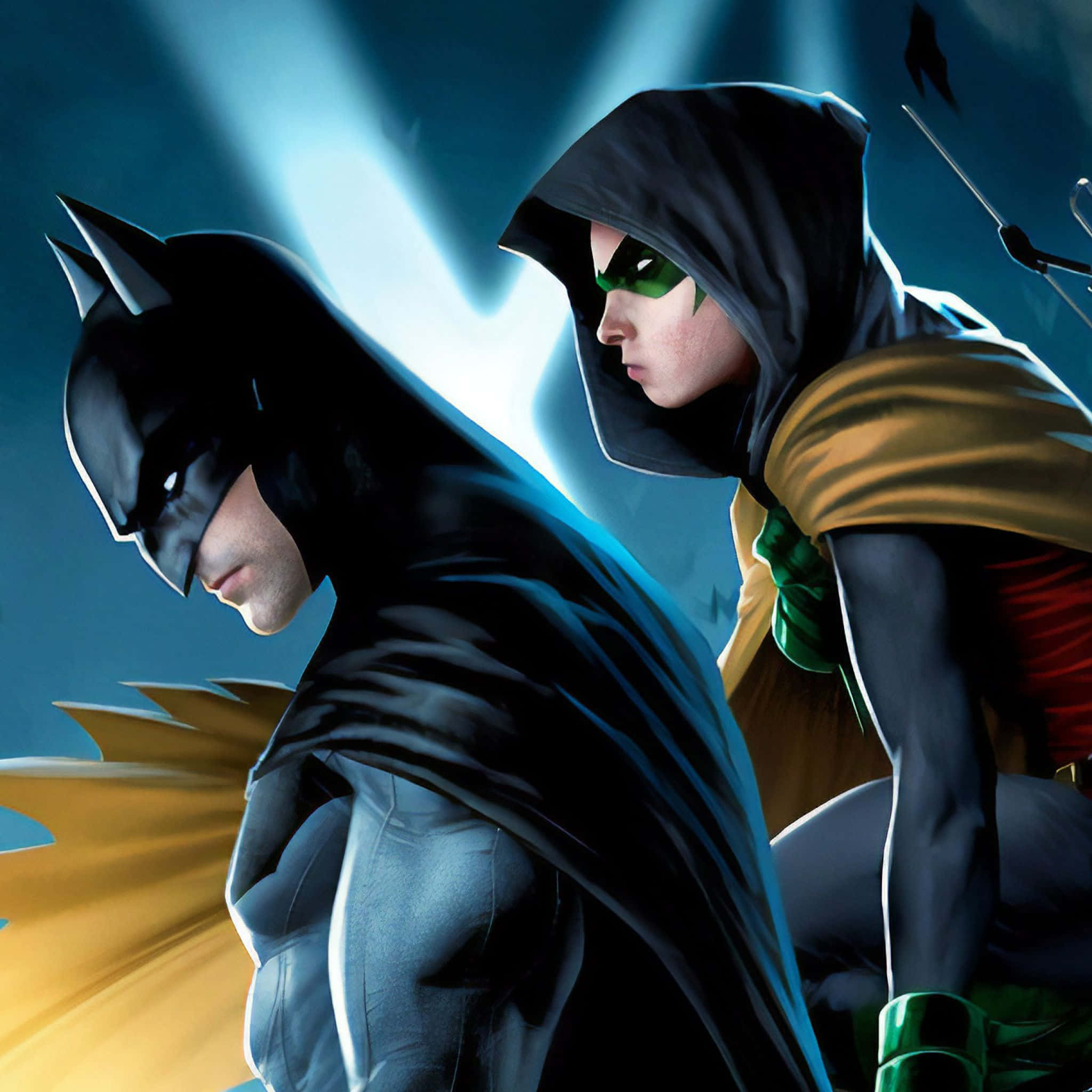 Batman, Robin, glowing blue light, Full HD Desktop Wallpaper