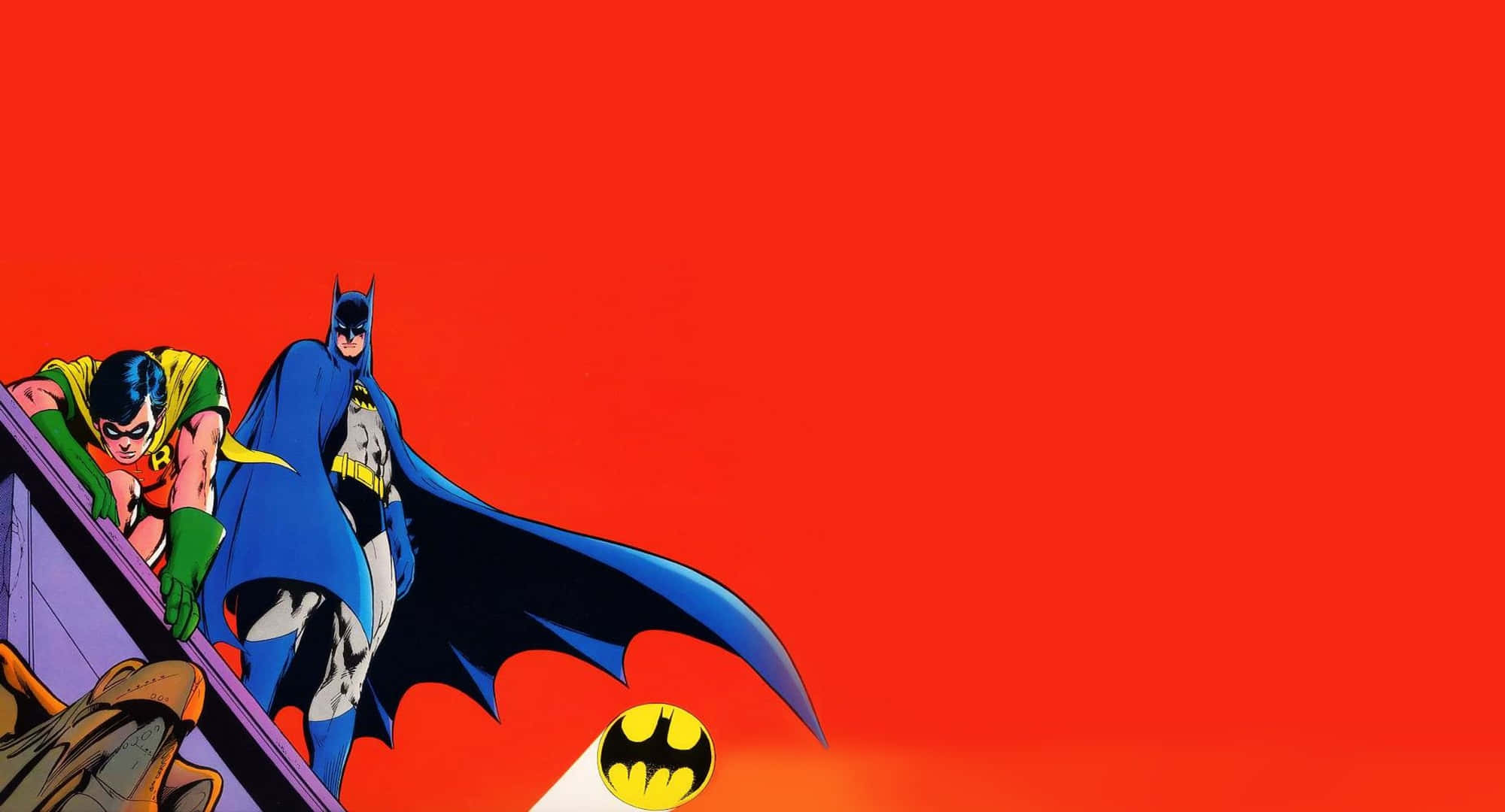 Batman, Robin, rooftop, Full HD Desktop Wallpaper