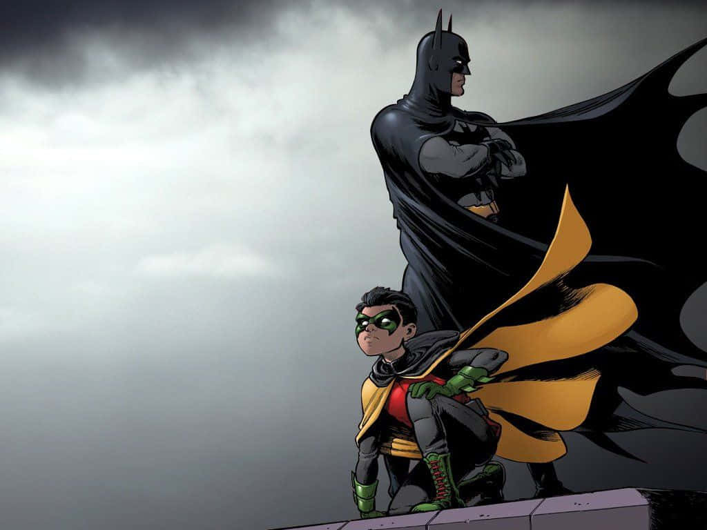 Batman, Robin, rooftop, SD Desktop Wallpaper