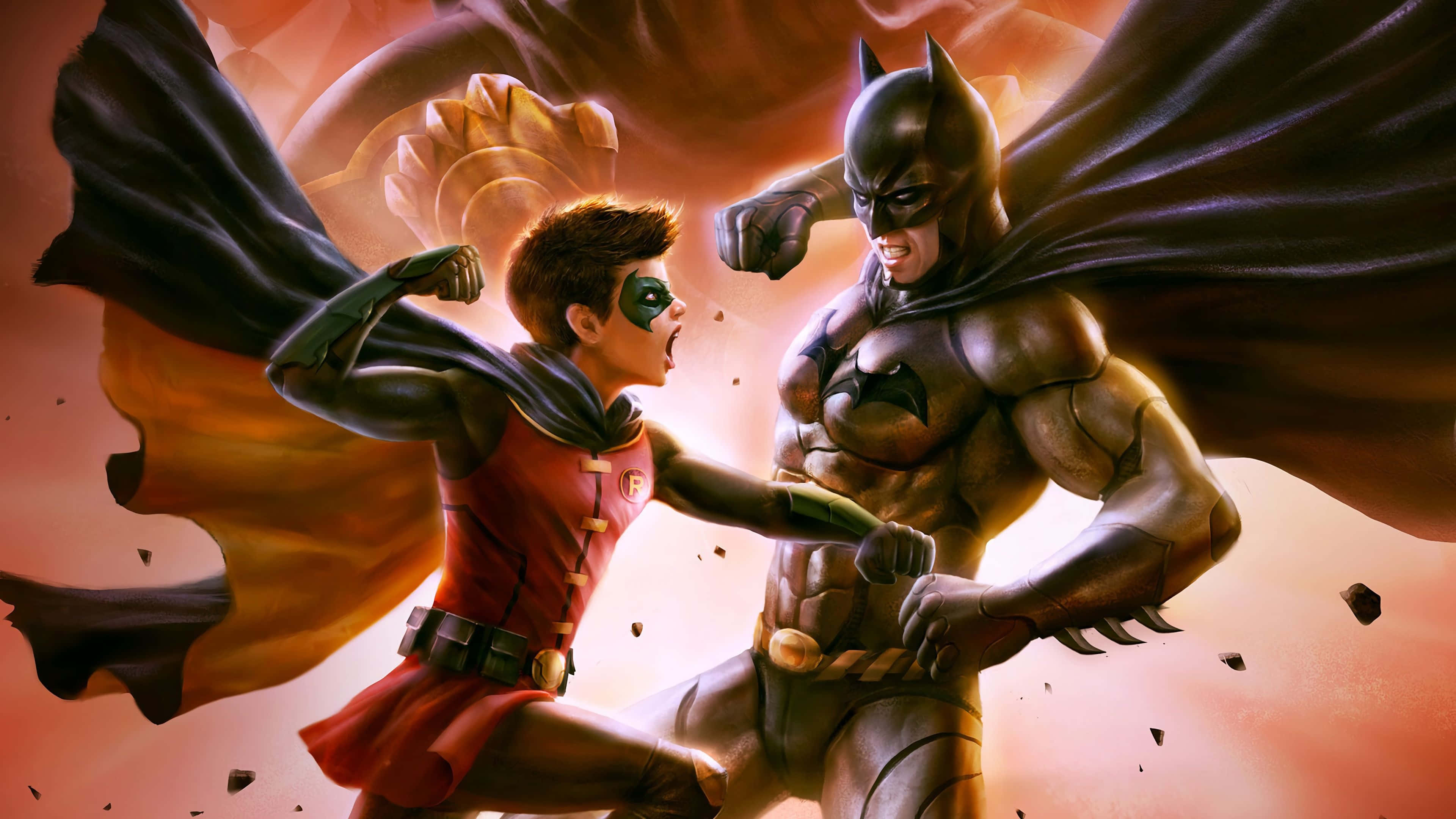 Batman, Robin, shattered debris, 4K Desktop Wallpaper