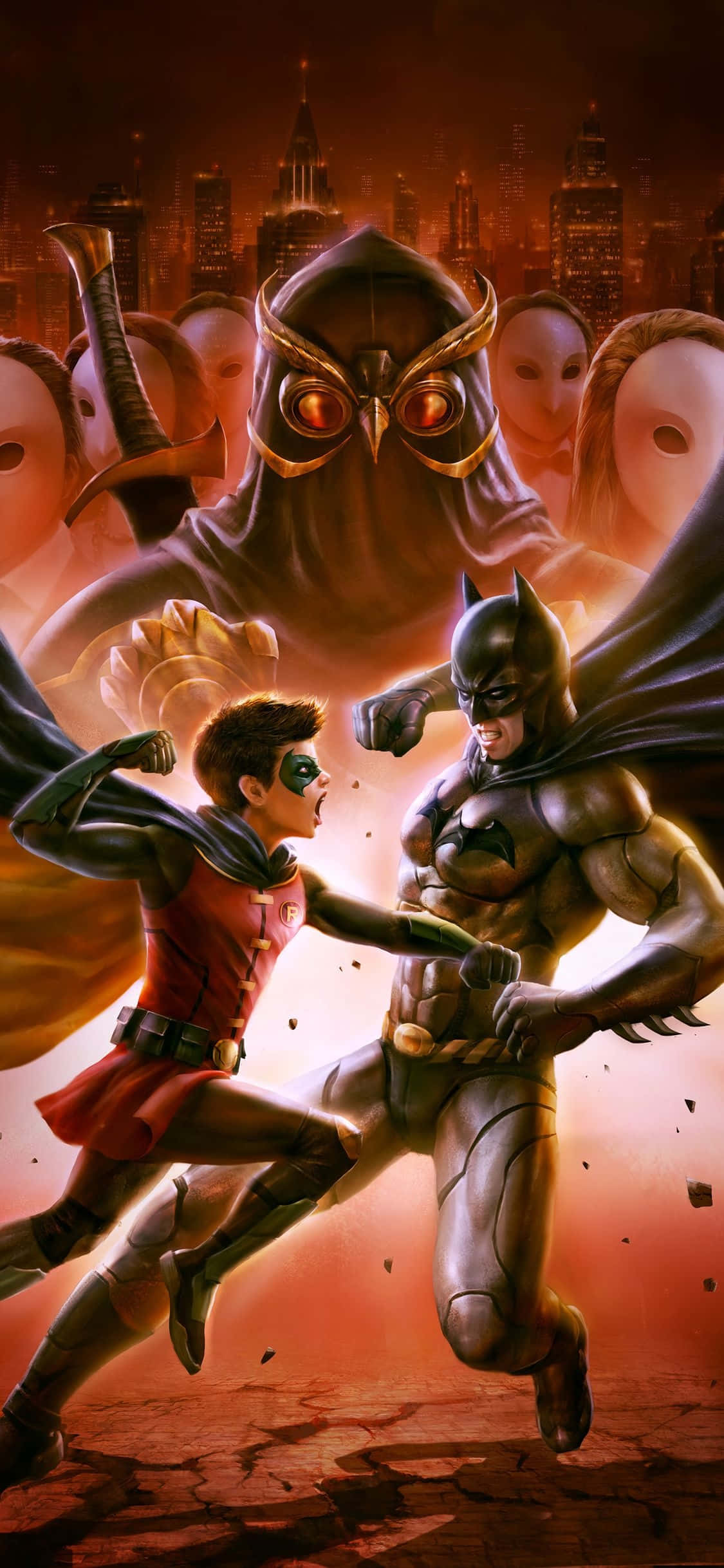 Batman, Robin, owl villain, Full HD Phone Wallpaper