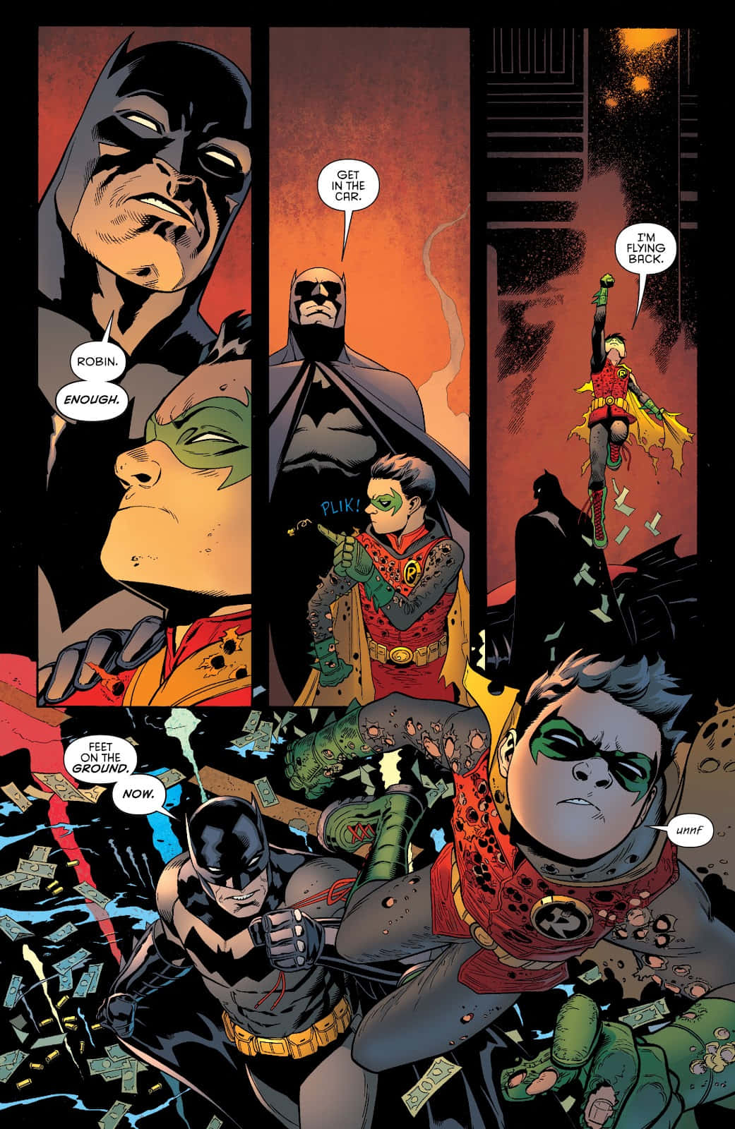 Batman, Robin, fiery comic panel, HD Phone Wallpaper