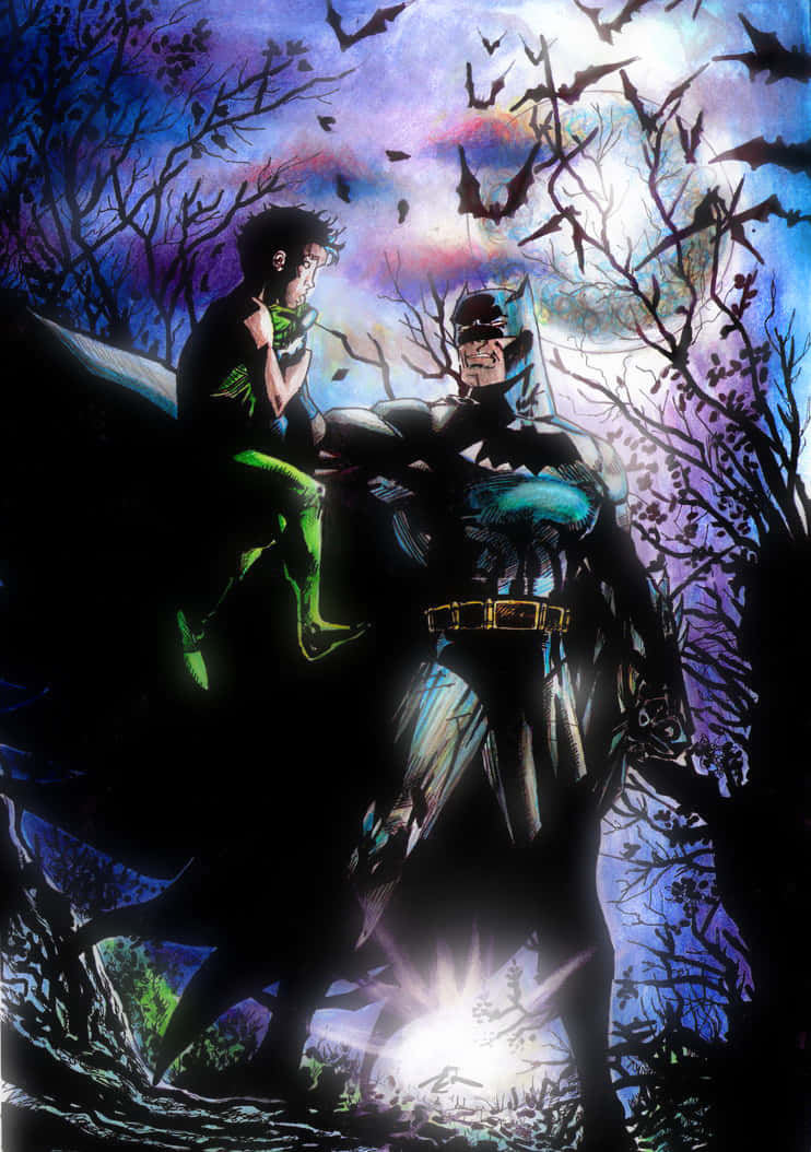 Batman, Robin, twilight sky, SD Phone Wallpaper