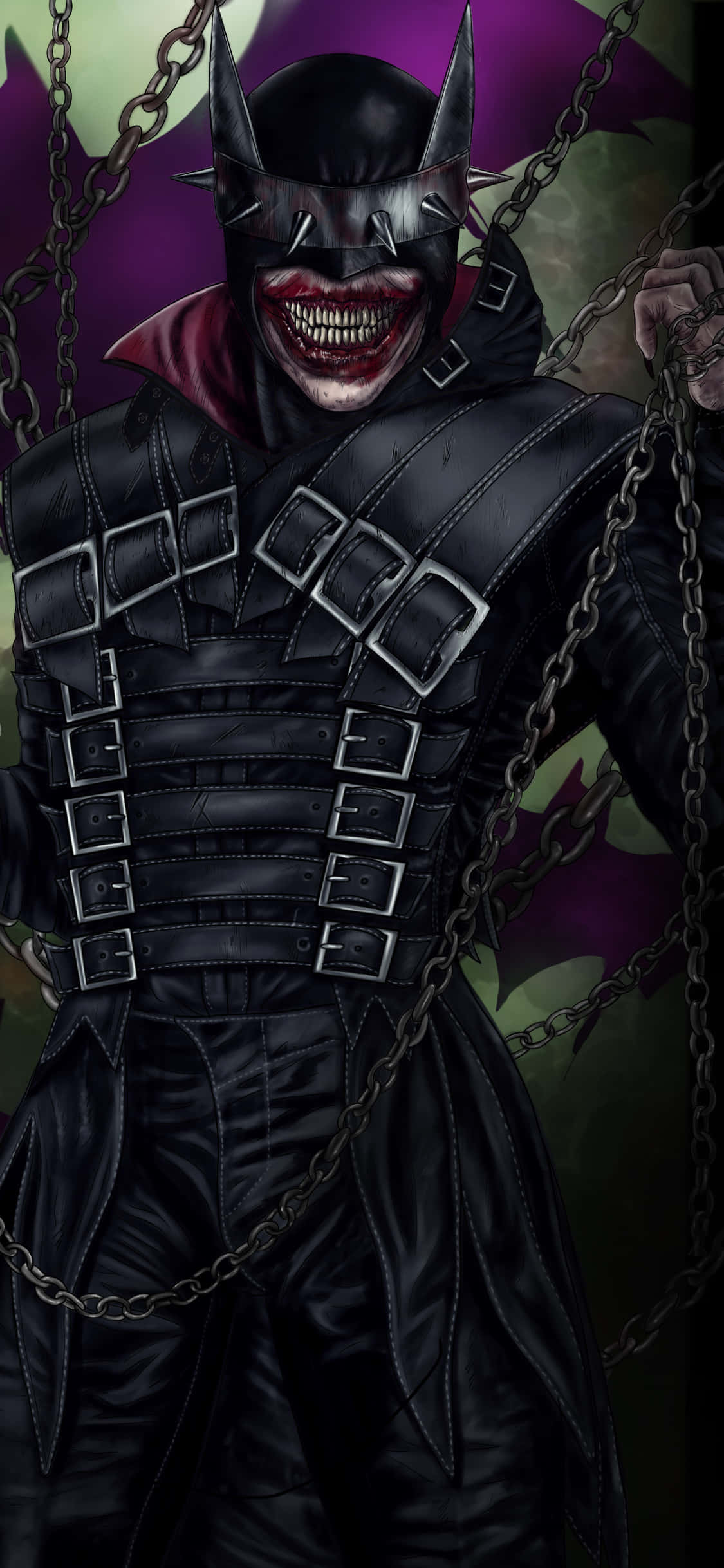 The Batman Who Laughs, grotesque grin, spiked cowl, Full HD Phone Wallpaper