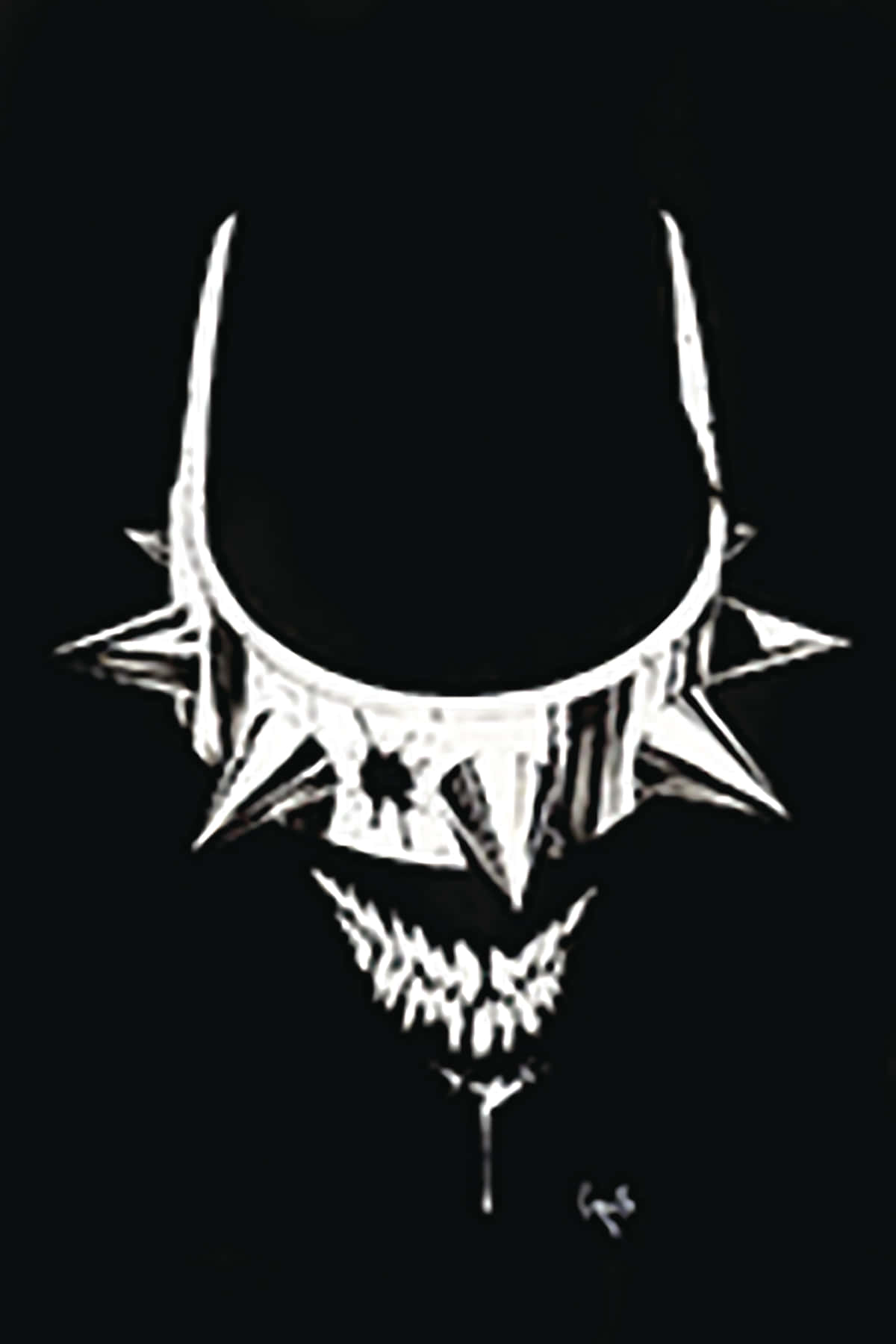 The Batman Who Laughs, white spiked skull necklace, pure black background, HD Phone Wallpaper