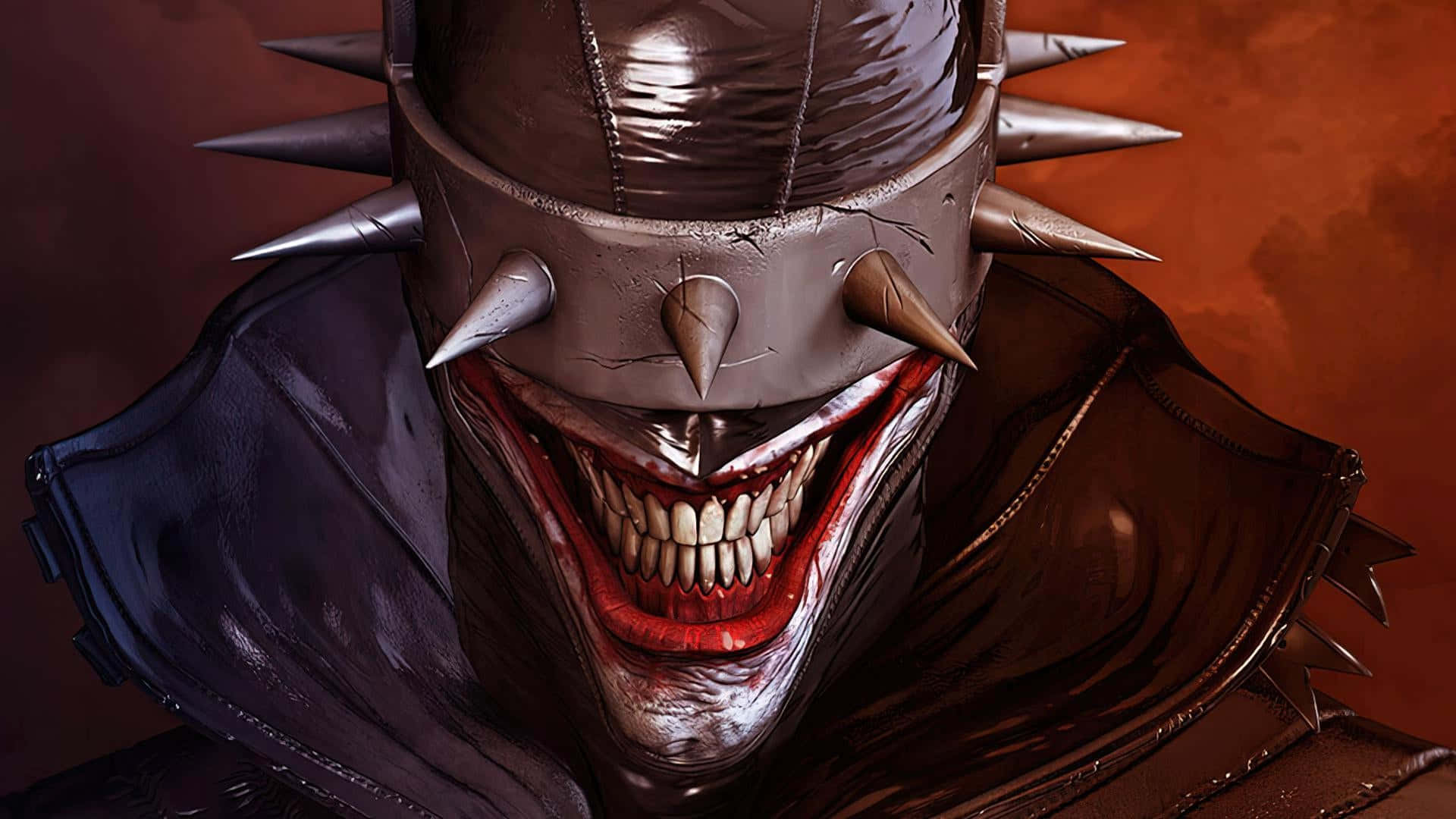The Batman Who Laughs, spiked helmet, wide grinning mouth, Full HD Desktop Wallpaper