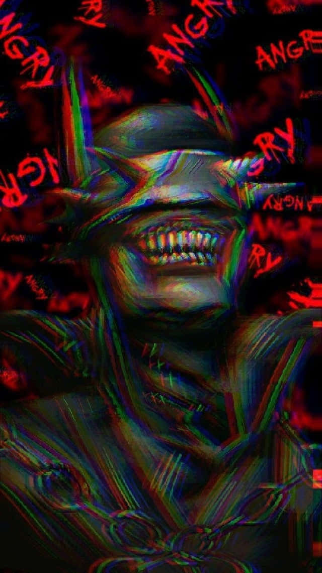 Batman Who Laughs, glitch effects, red angry text, SD Phone Wallpaper