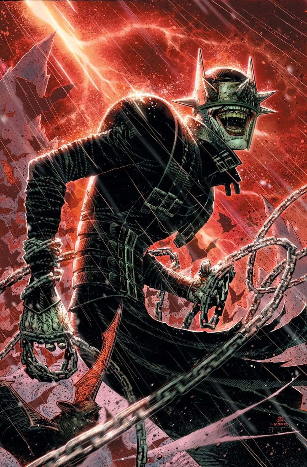 The Batman Who Laughs, spiked helmet, chains, HD Phone Wallpaper