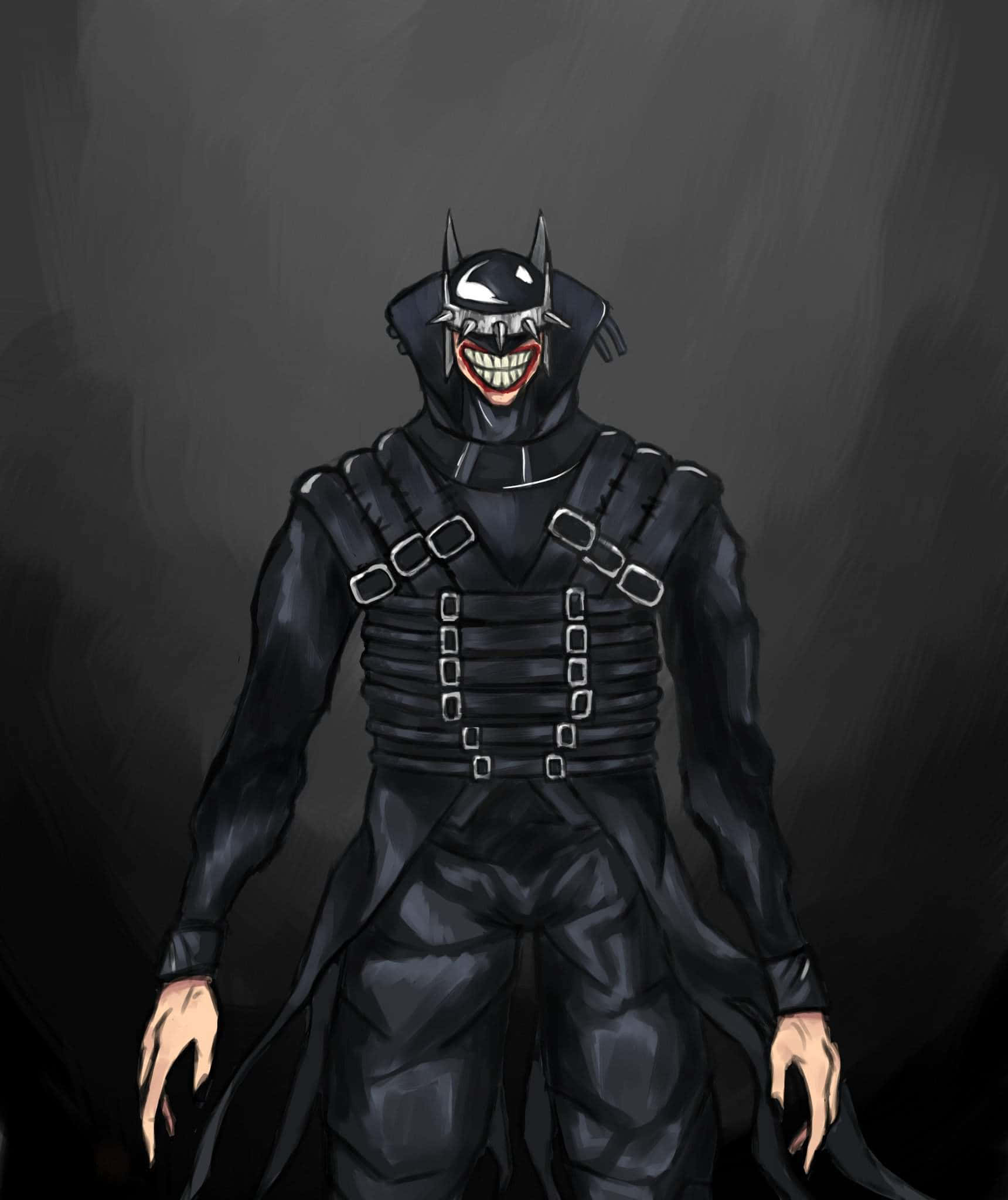 Batman Who Laughs, black armored suit, silver buckles, Full HD Phone Wallpaper