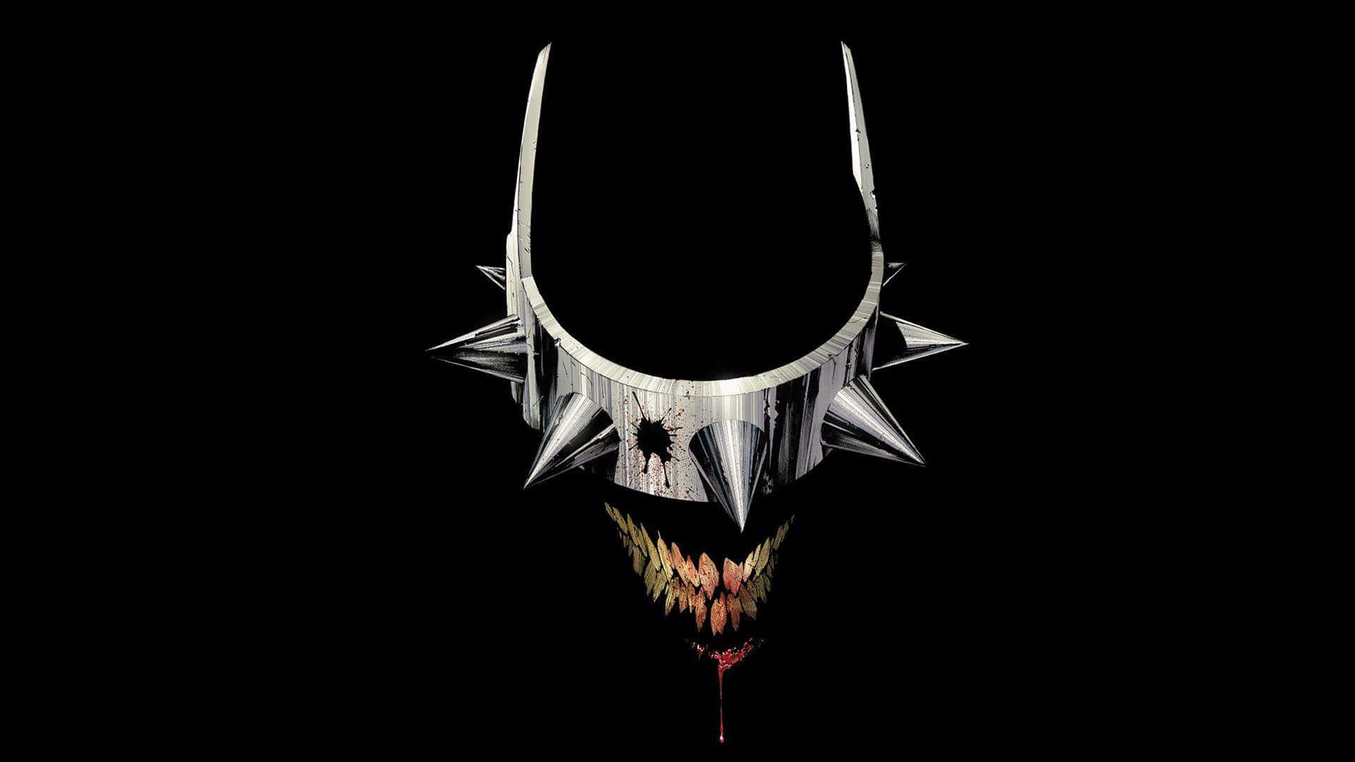 Batman Who Laughs, metallic spiked skull, bloodied teeth, Full HD Desktop Wallpaper