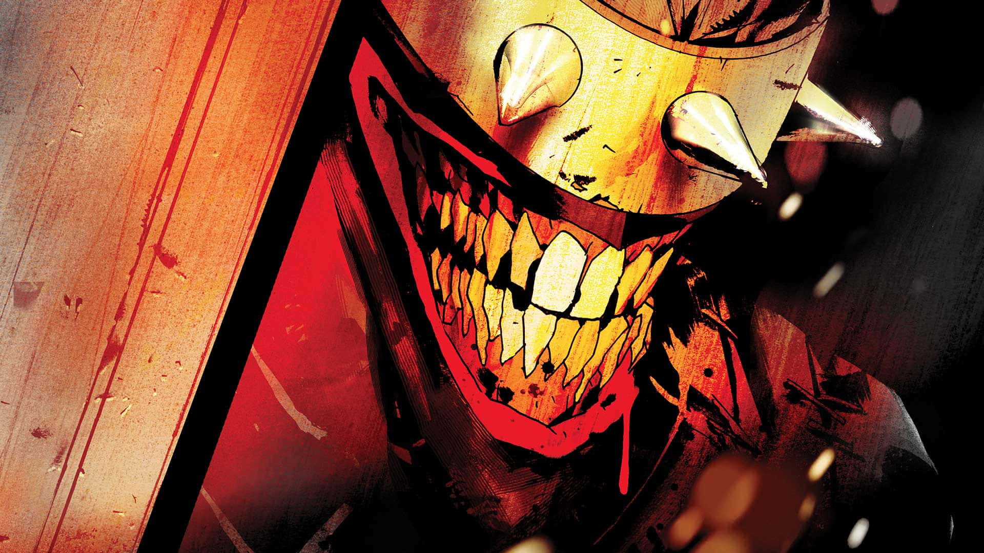 Batman Who Laughs, golden spiked helmet, wide toothy grin, Full HD Desktop Wallpaper