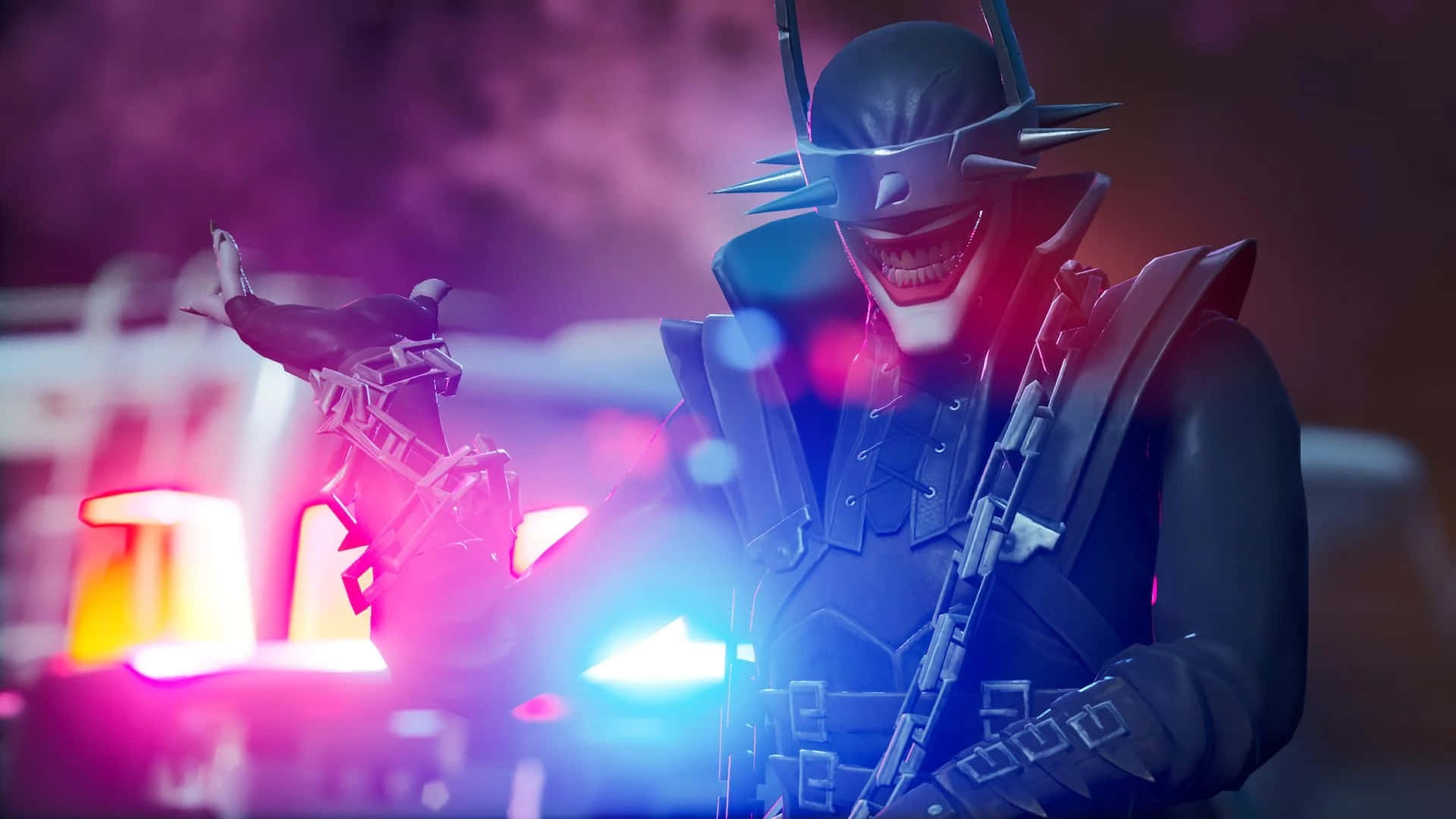 Batman Who Laughs, spiked helmet, glowing red eyes, Full HD Desktop Wallpaper