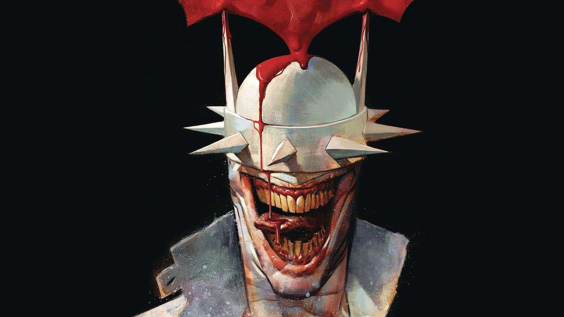 Batman Who Laughs, spiked helmet, blood dripping from mouth, Full HD Desktop Wallpaper