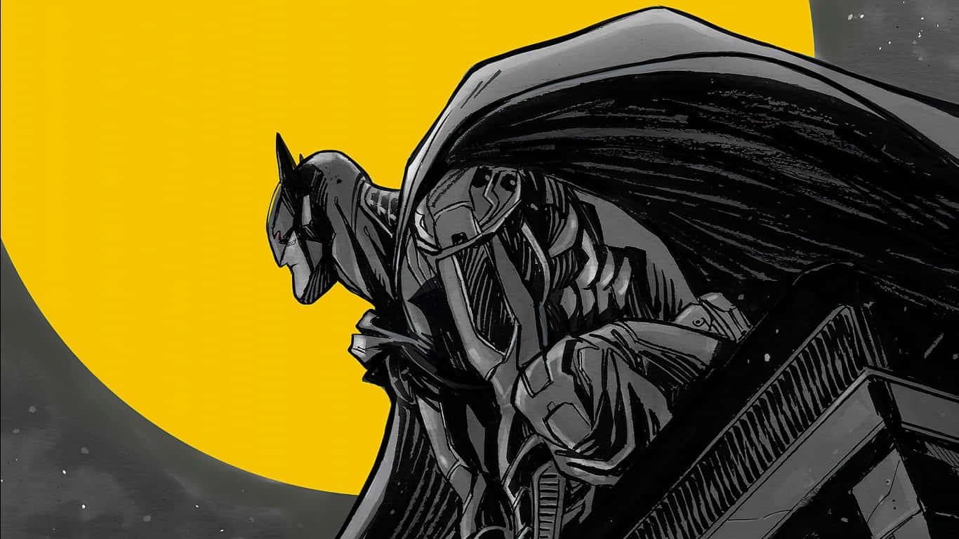 Batman Year One, silhouette, bold yellow moon, HD Desktop Wallpaper