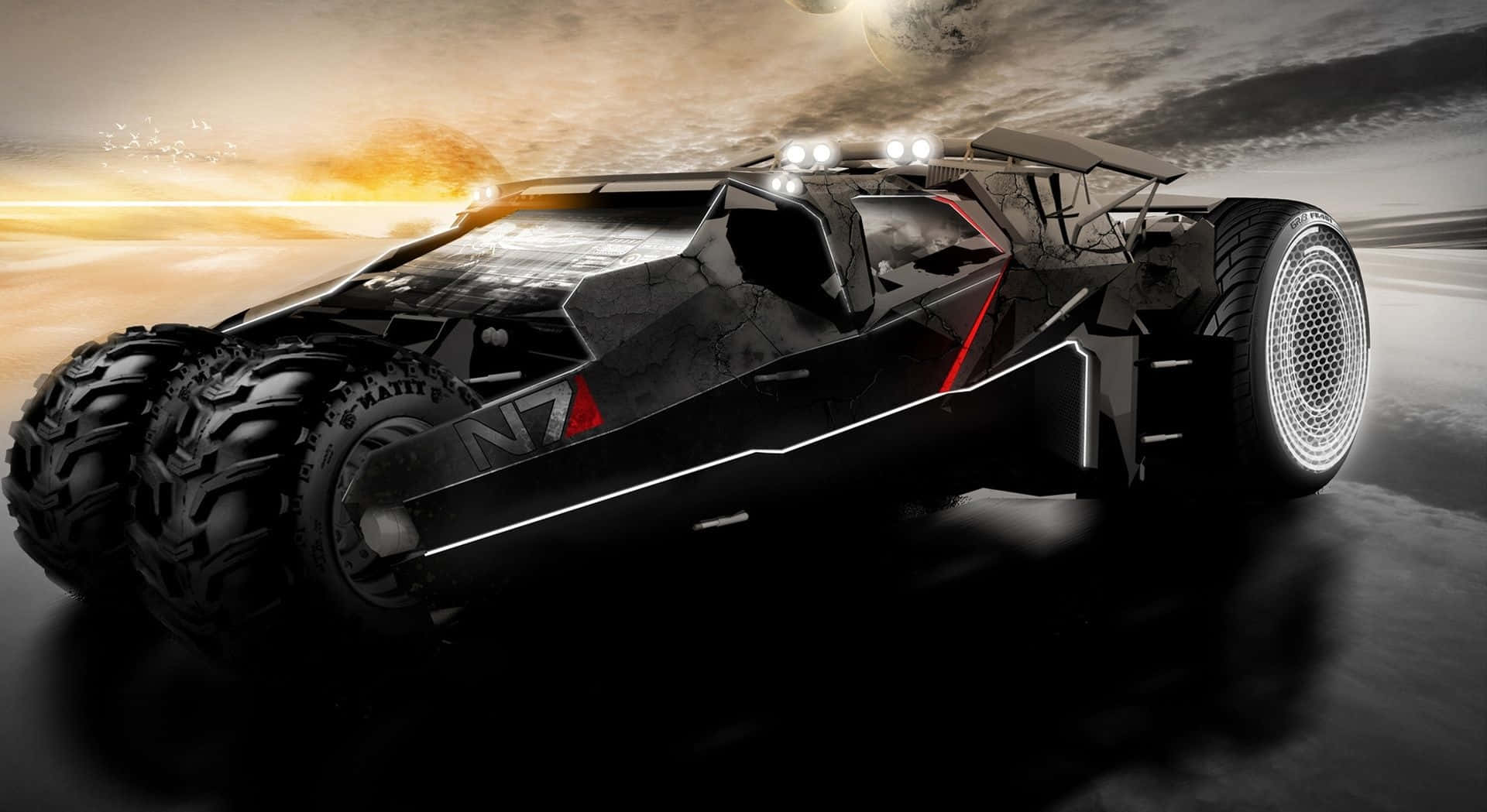 Batmobile, futuristic, black armored vehicle, Full HD Desktop Wallpaper