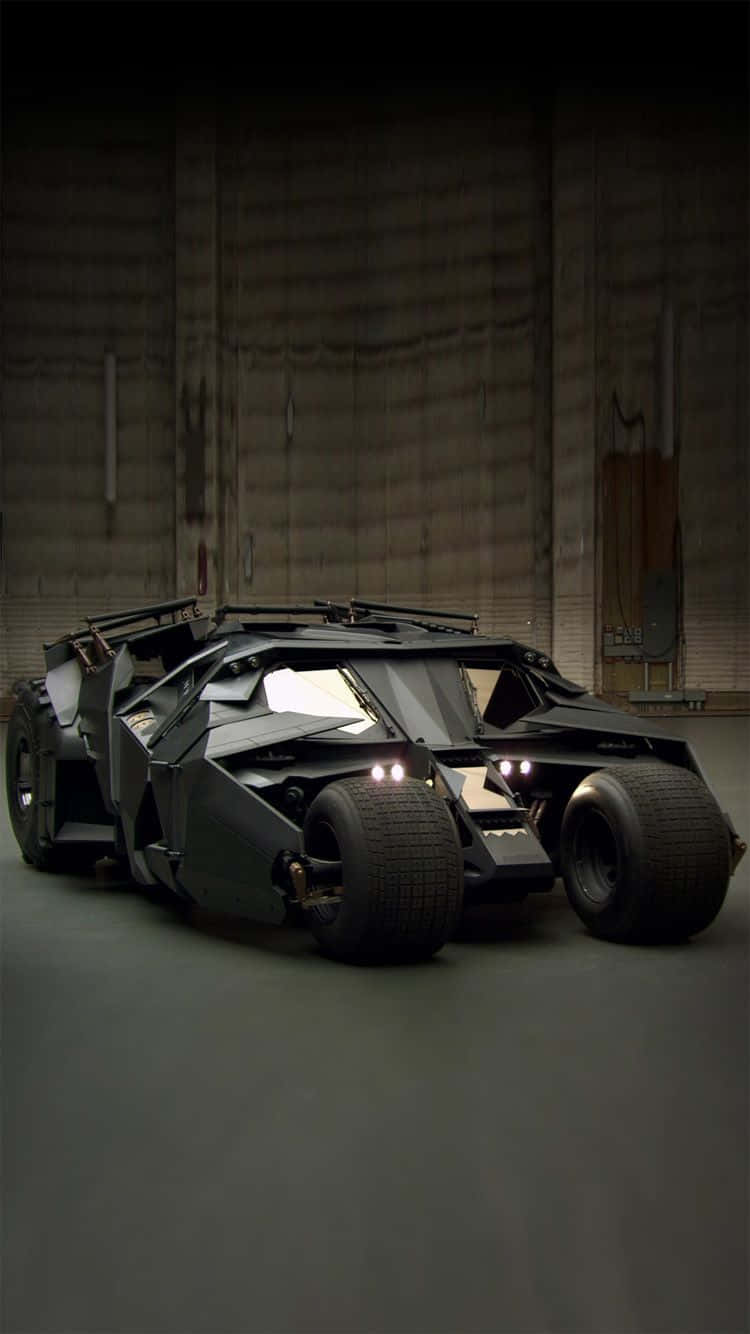 Batmobile, black, glowing headlights, HD Phone Wallpaper
