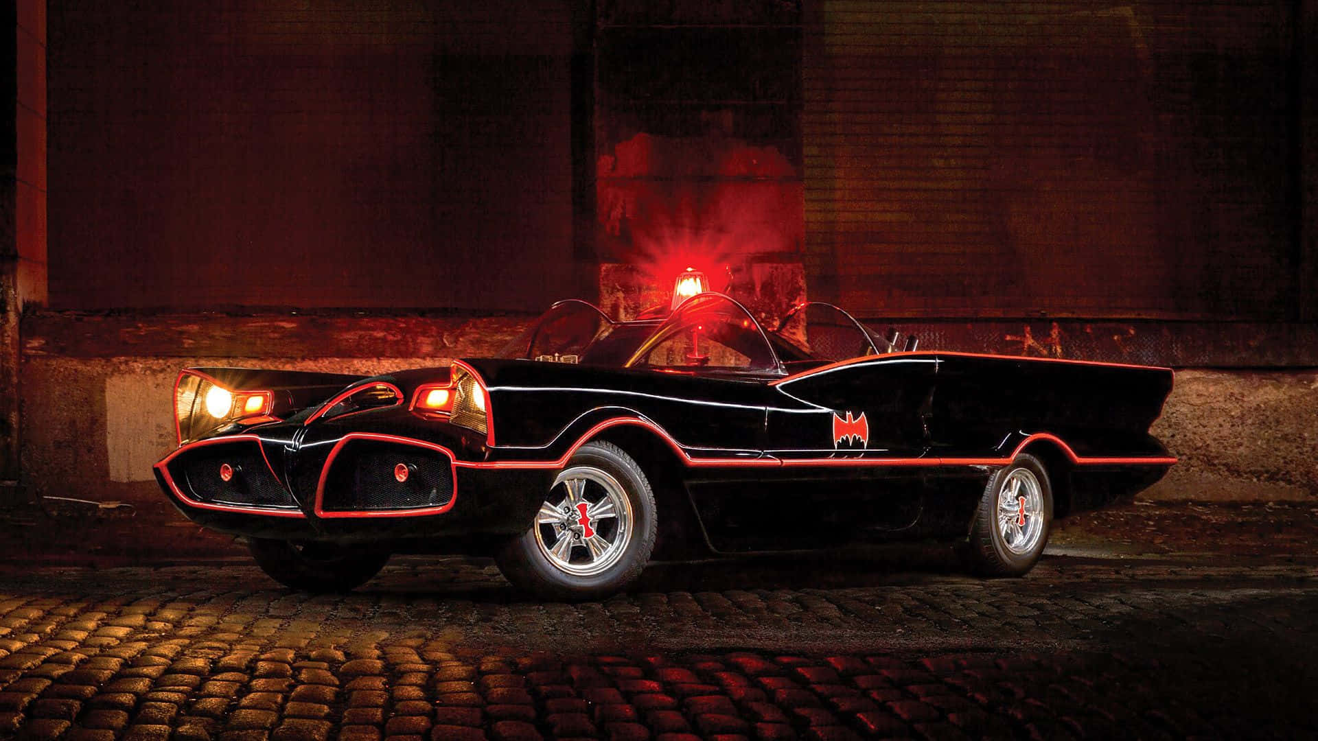 Batmobile, black, red neon accents, Full HD Desktop Wallpaper