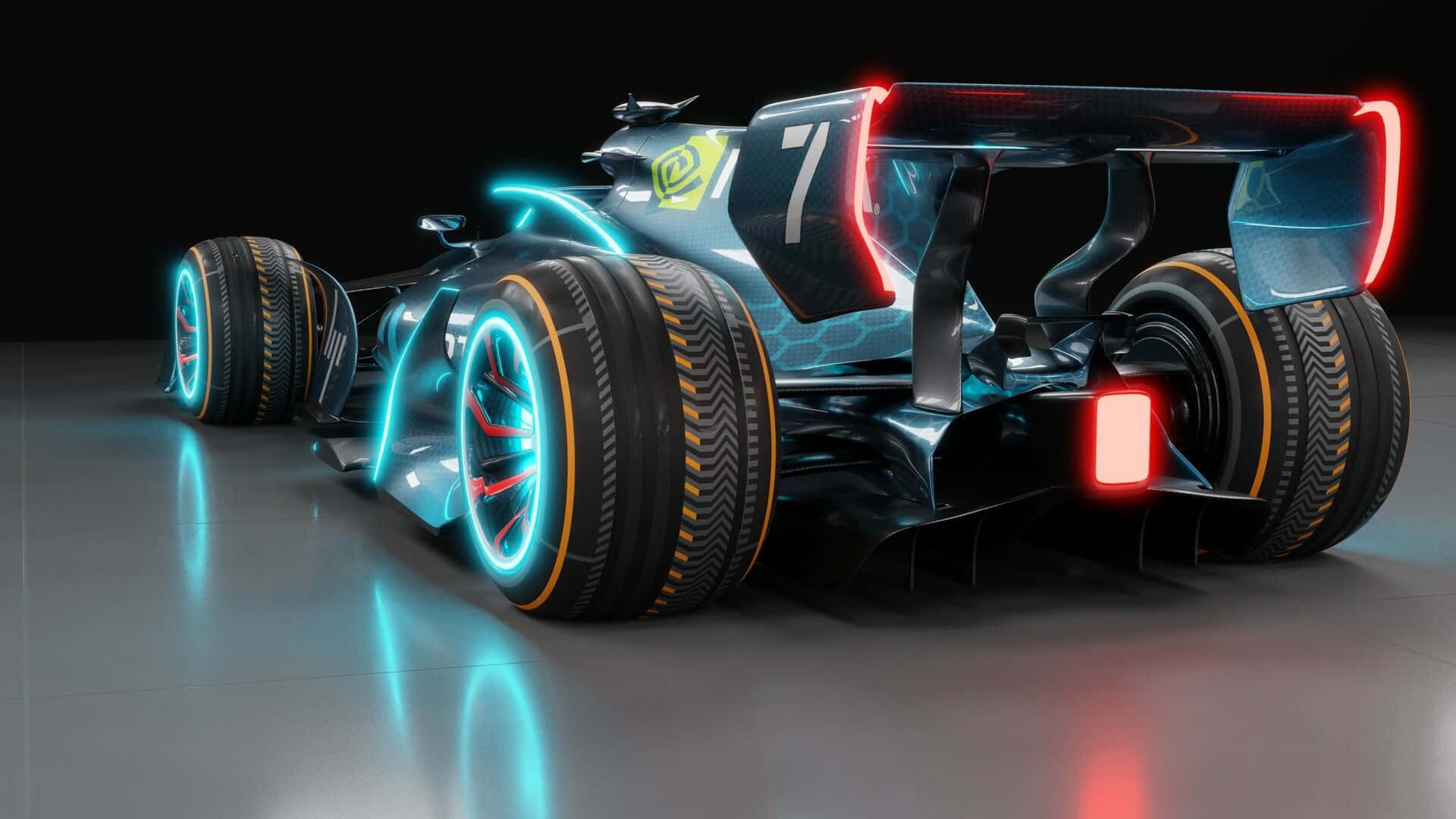 Batmobile, neon lights, blue, Full HD Desktop Wallpaper