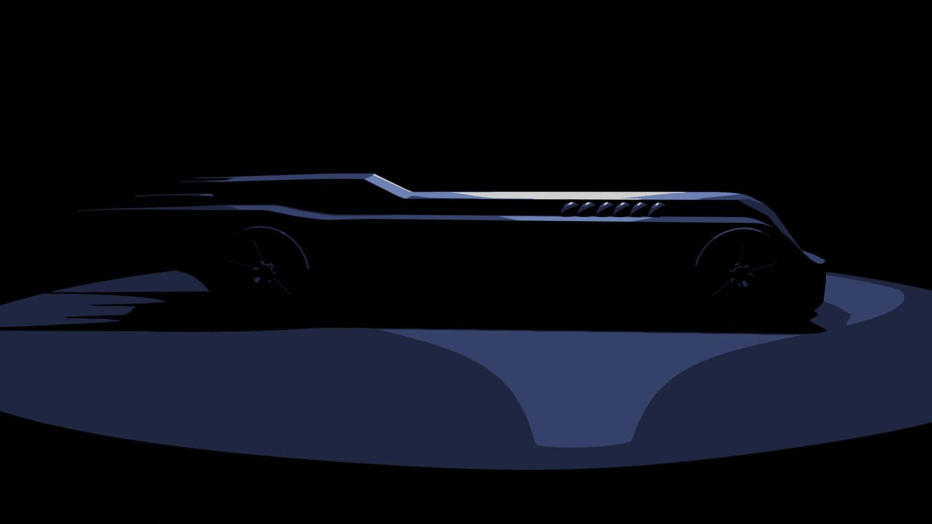 Batmobile, futuristic car silhouette, cool blue highlights, Full HD Desktop Wallpaper