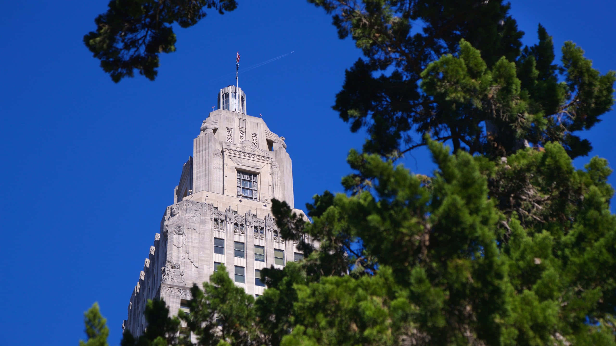 Baton Rouge, historic building, stone skyscraper, 2K Desktop Wallpaper