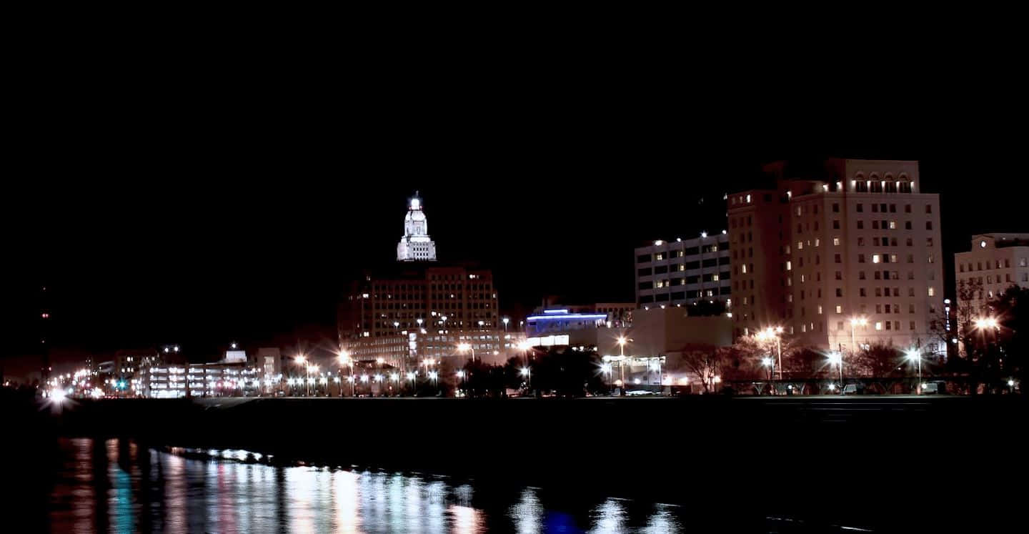 Baton Rouge, Night Skyline, illuminated buildings, HD Desktop Wallpaper