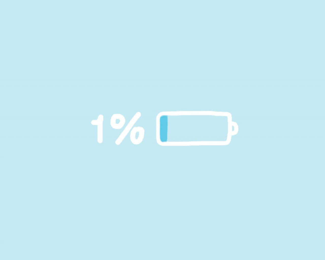 one percent battery life, blue aesthetic, minimalist digital illustration, HD Desktop Wallpaper
