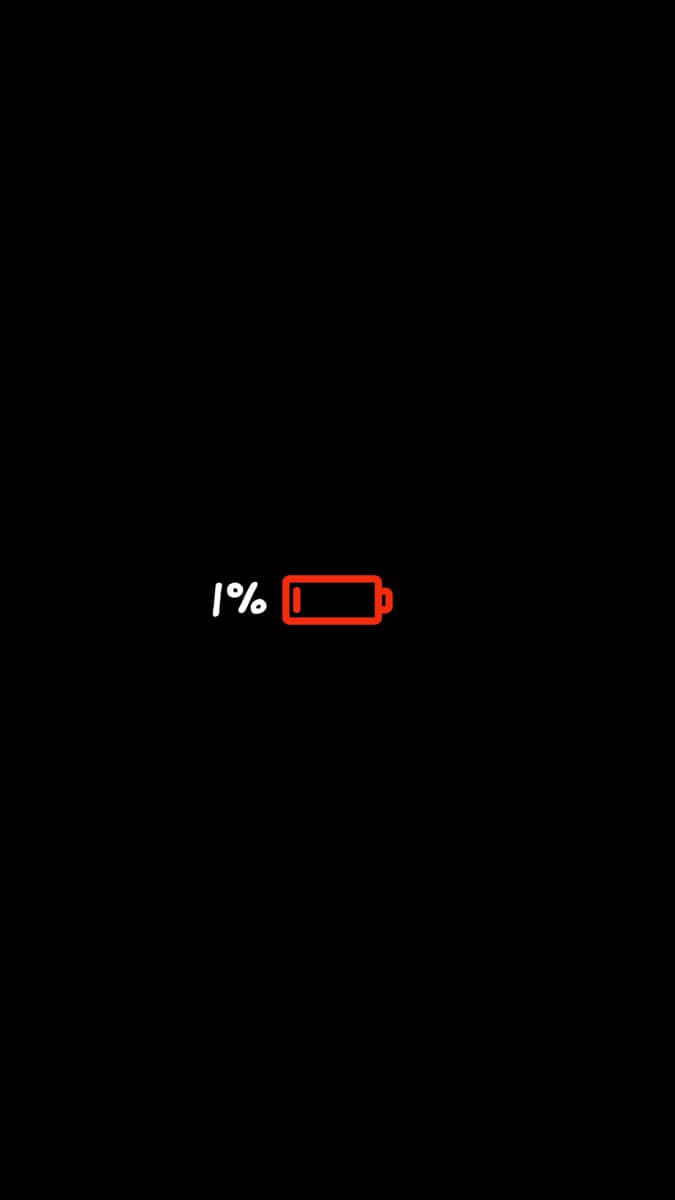 One Percent Red Battery Life, red 1% battery icon, glowing red, SD Phone Wallpaper