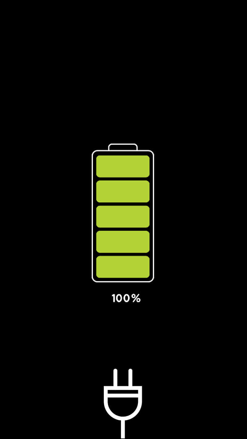 100% battery life, white battery icon, green segments, HD Phone Wallpaper