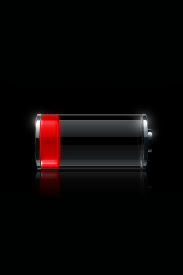 red low battery life meter, glowing red low charge indicator, digital battery icon, SD Phone Wallpaper