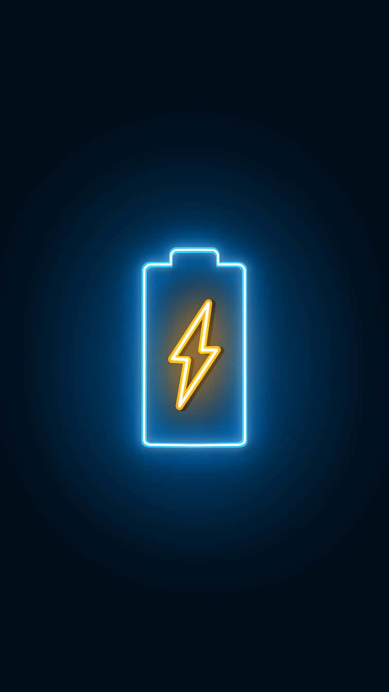 neon battery, lightning bolt, bright blue, HD Phone Wallpaper