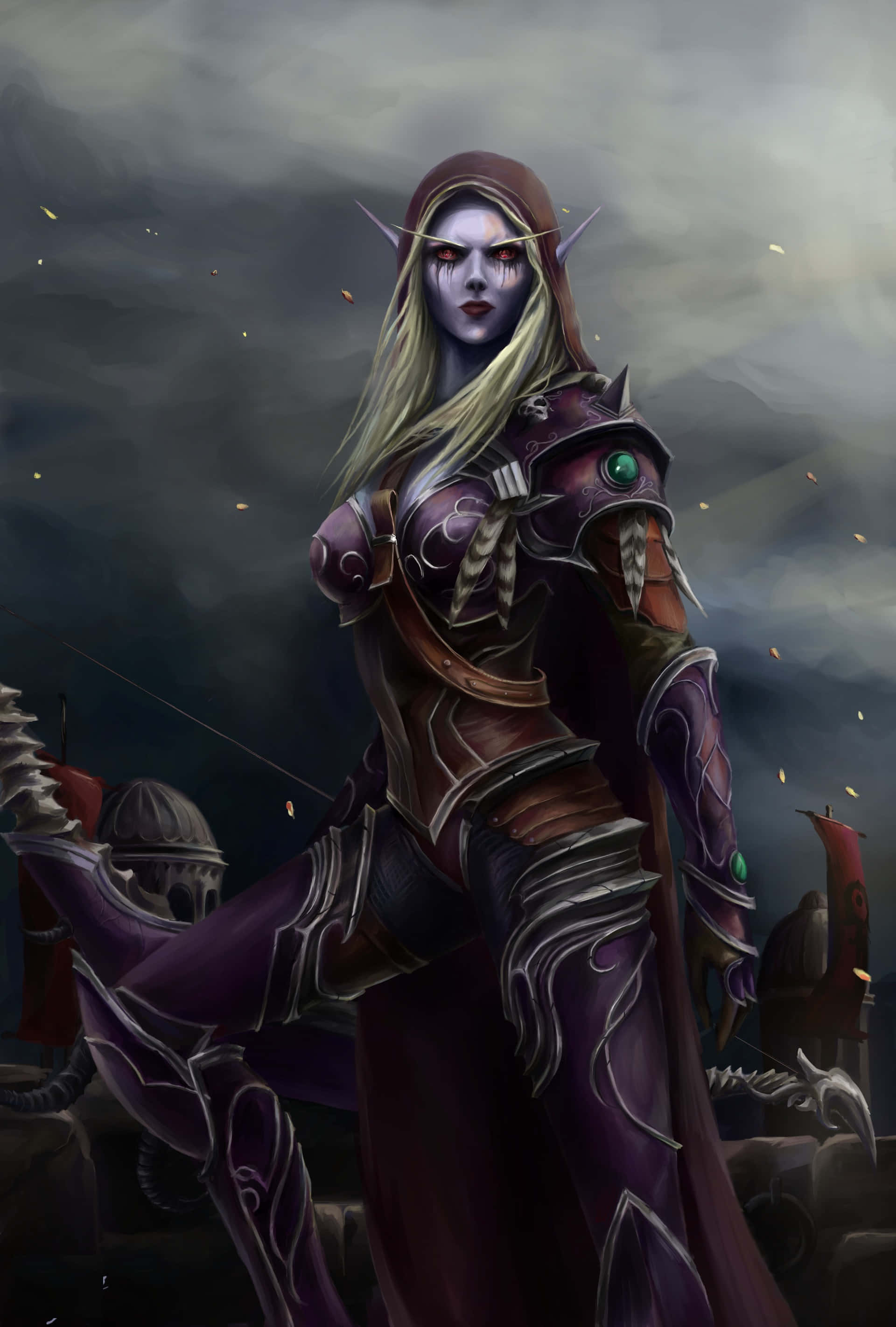 Battle for Azeroth, dark fantasy elf warrior, ornate purple armor, 2K Phone Wallpaper