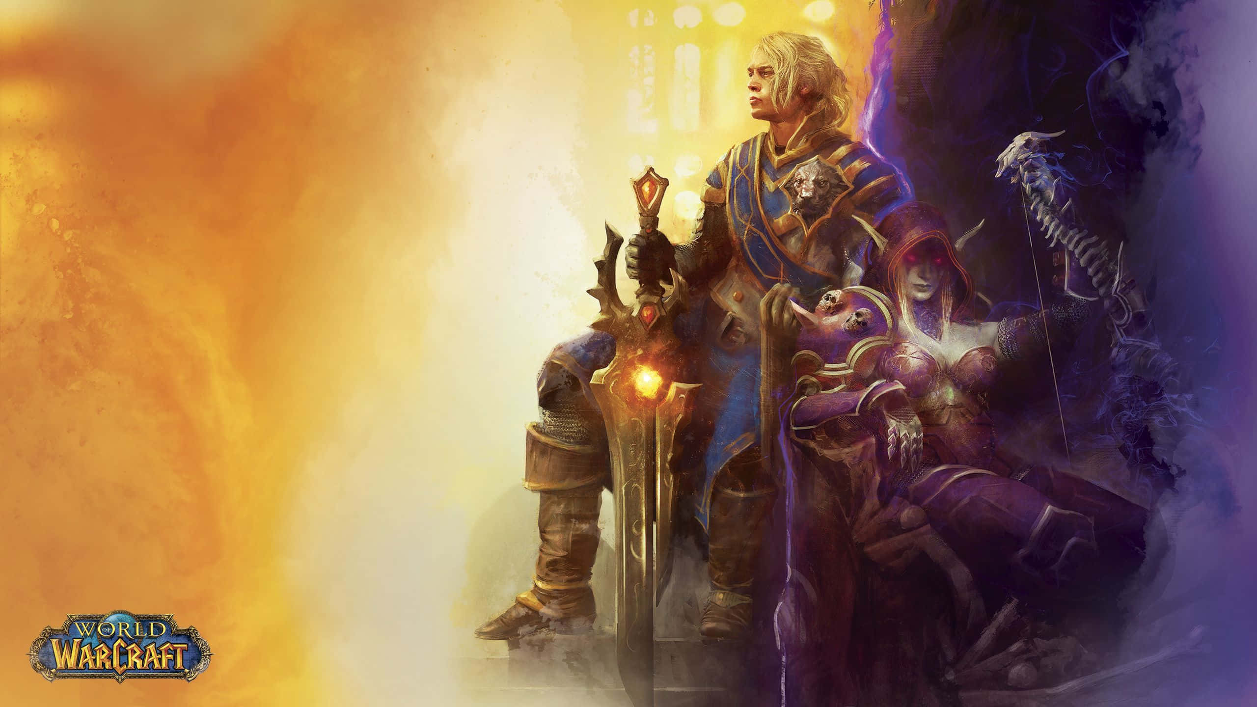 paladin, dark elf warrior, fiery orange, 2K Desktop Wallpaper
