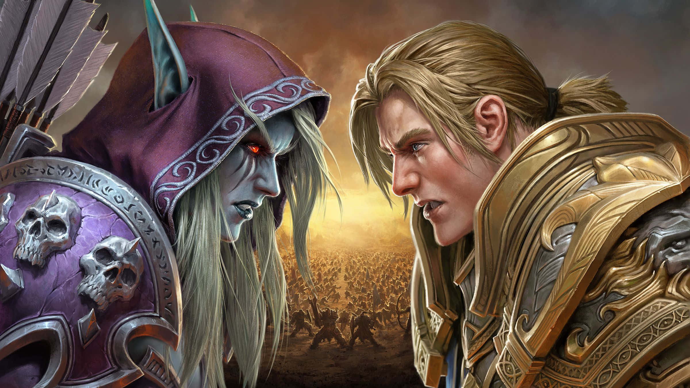 Battle for Azeroth, fantasy warriors, armies clashing, Full HD Desktop Wallpaper