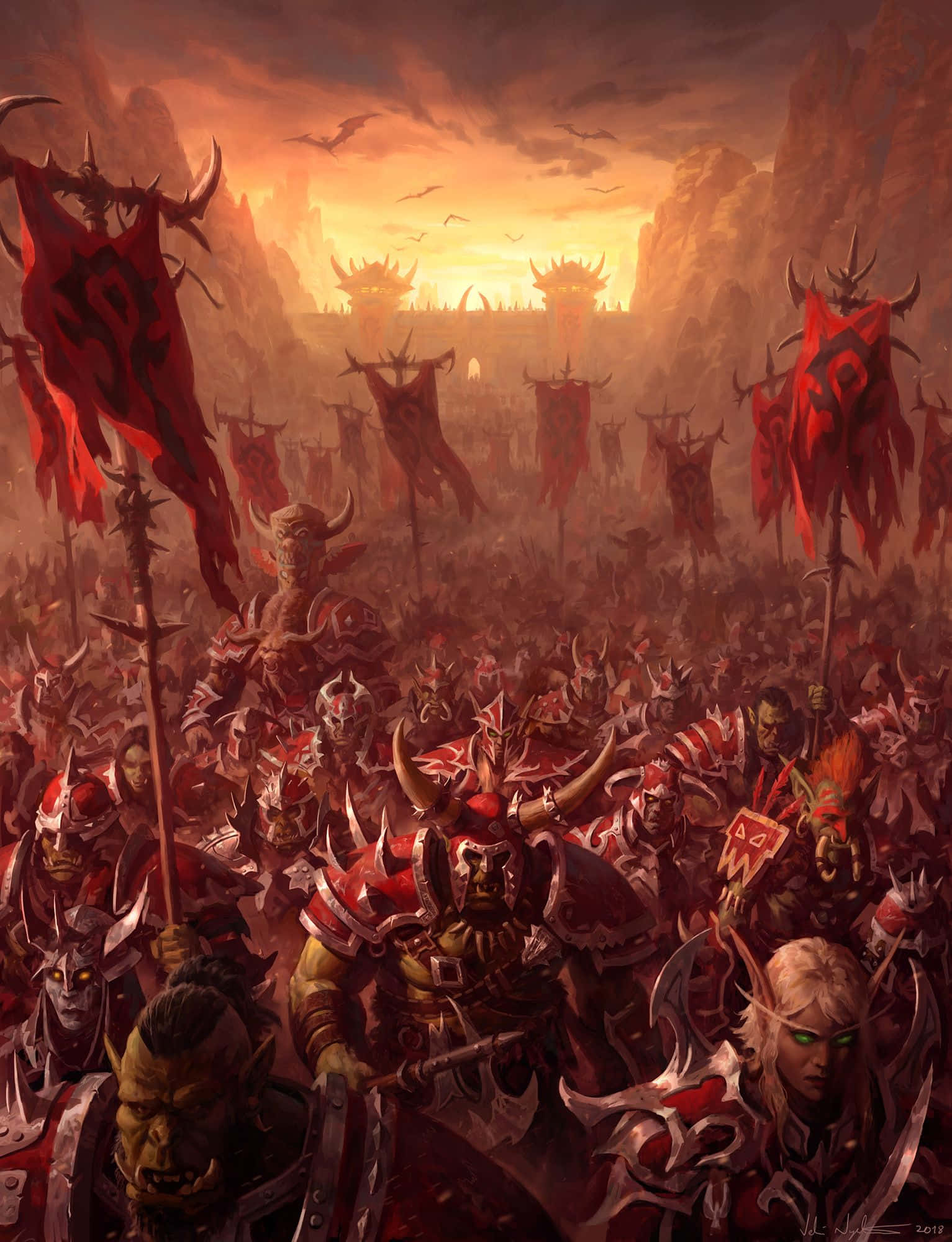 Battle for Azeroth, demonic orcs, undead warriors, Full HD Phone Wallpaper