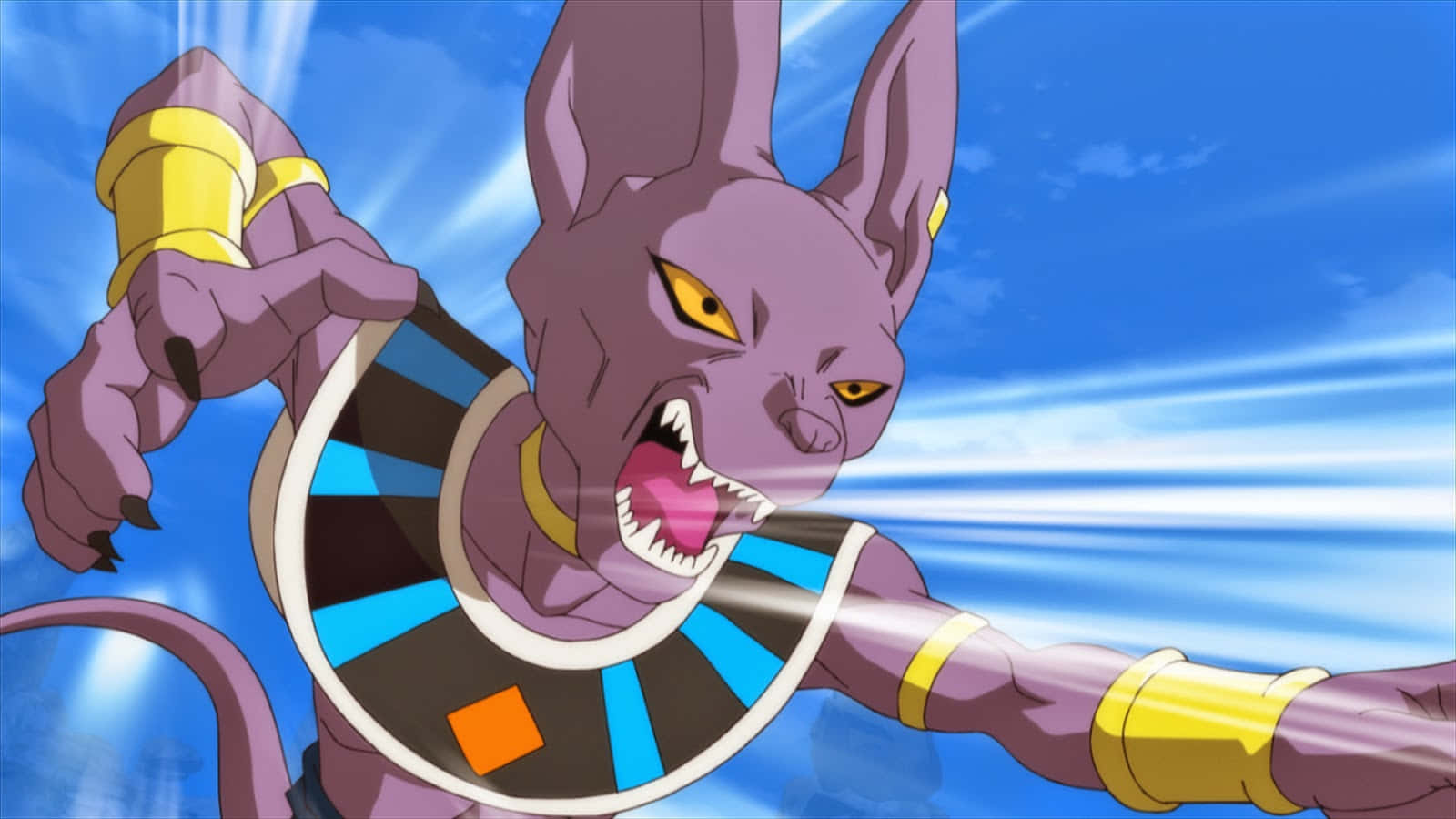 Battle Of Gods, purple cat-like anime character, yellow eyes, HD Desktop Wallpaper
