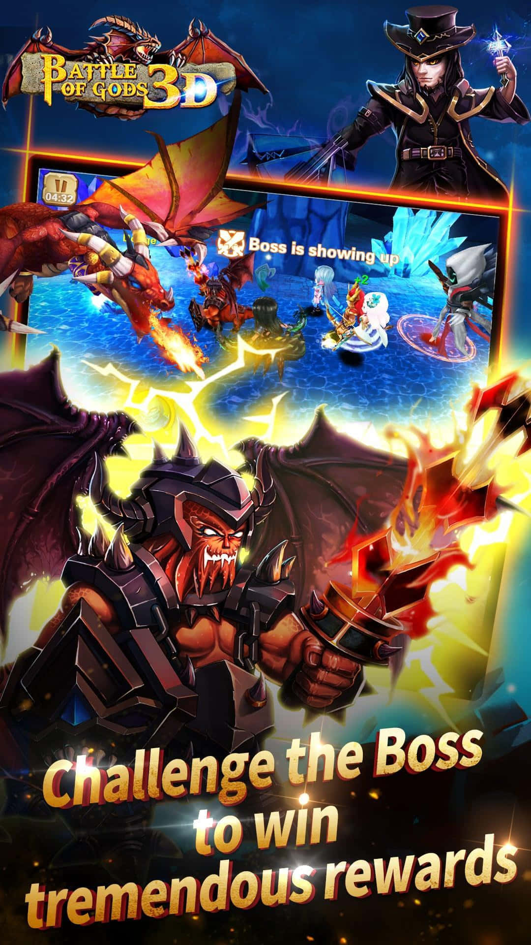 Battle Of Gods, fiery demonic boss, glowing eyes, Full HD Phone Wallpaper